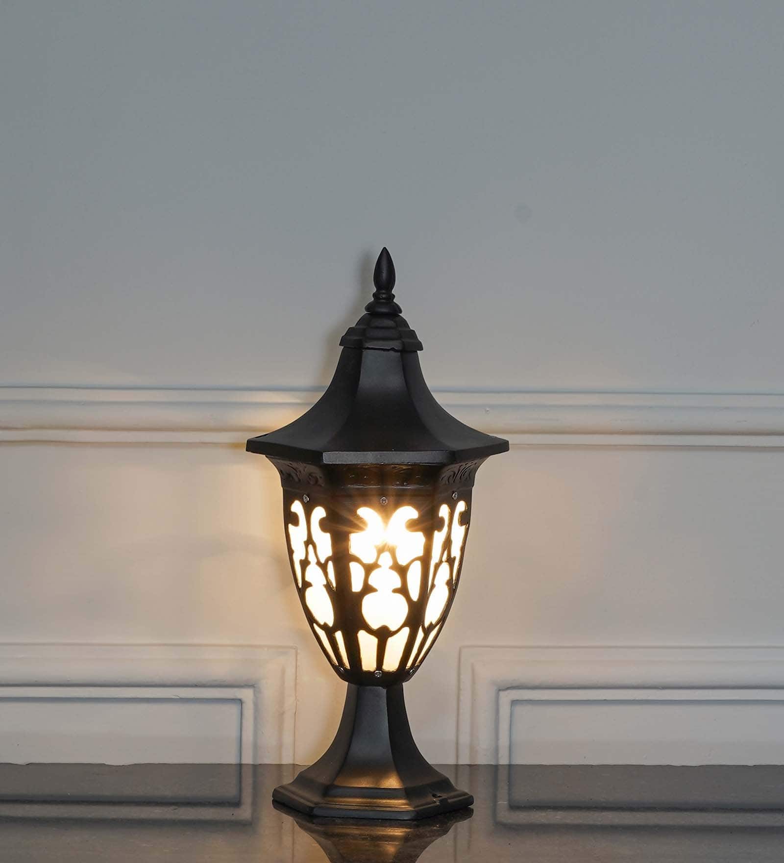 MILANO Black Finish Outdoor Pedestal Gate Light