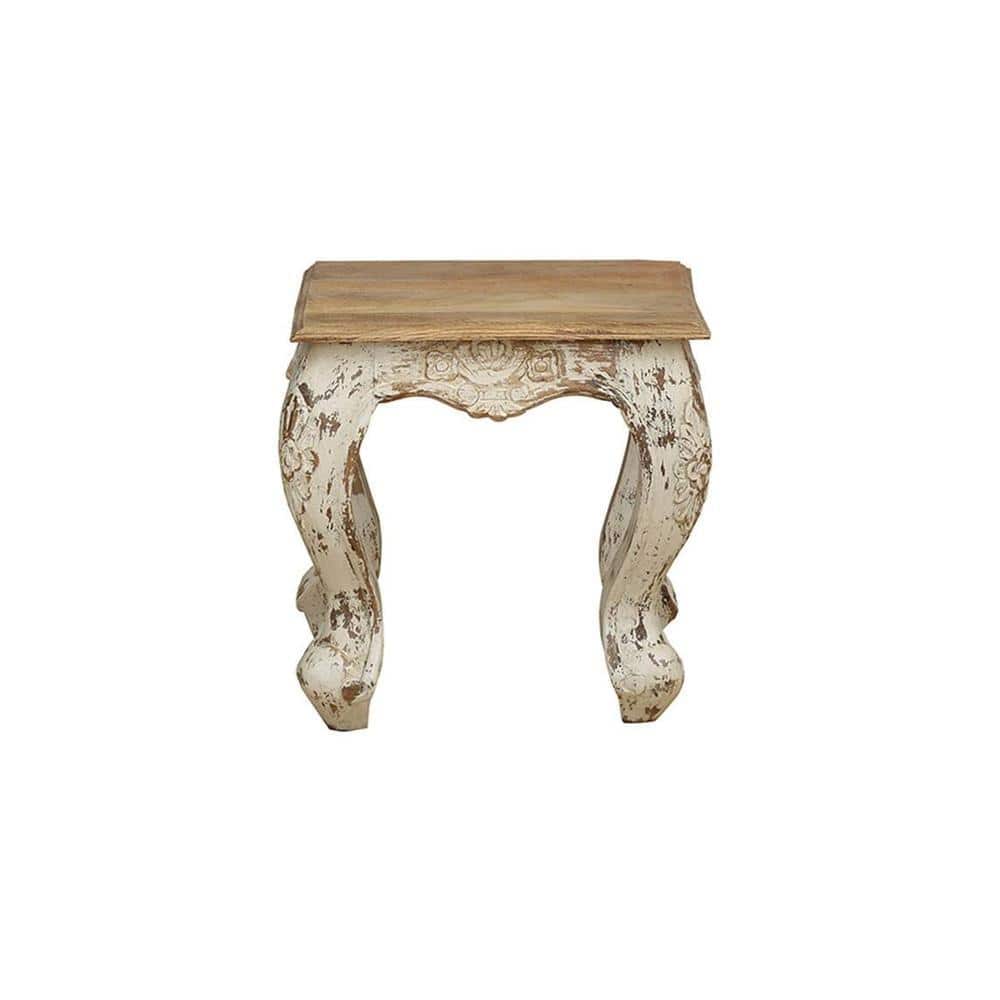 Amaran Solid Wood End Table, White finish