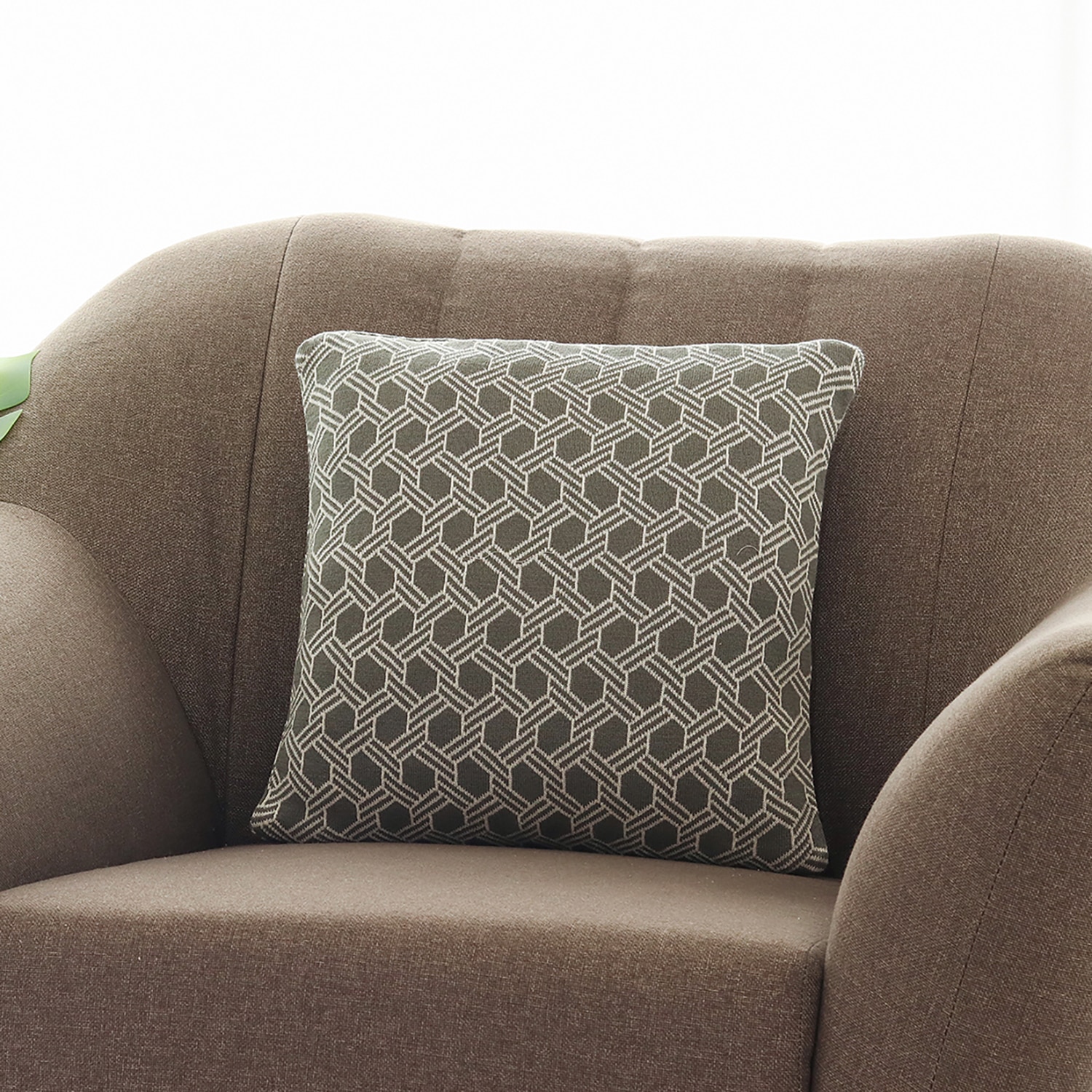 Geometric Fossil  And Natural Cushion Cover 16X16  Inches