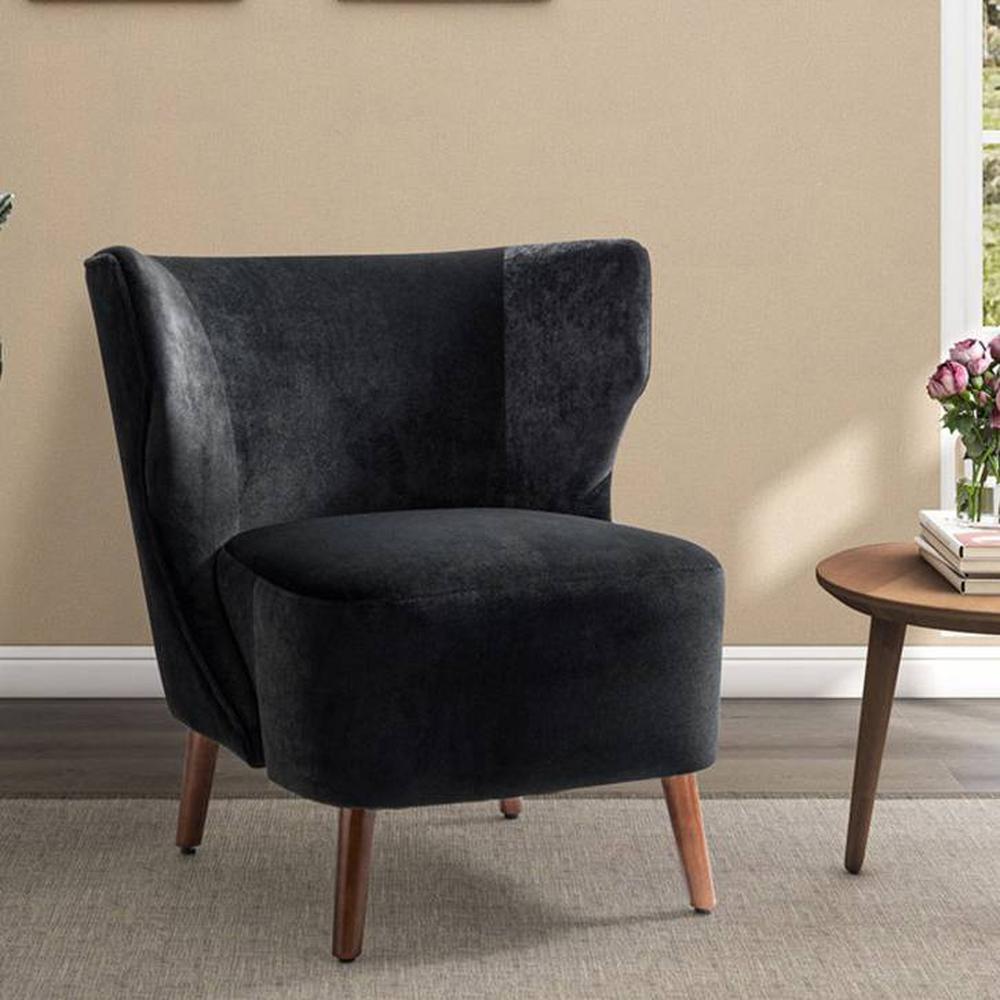 Torren Solid Wood Accent Chair in Black Colour - Home Lifestylez