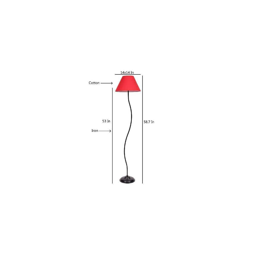 Violet Red Fabric Floor Lamp with Black Iron Base