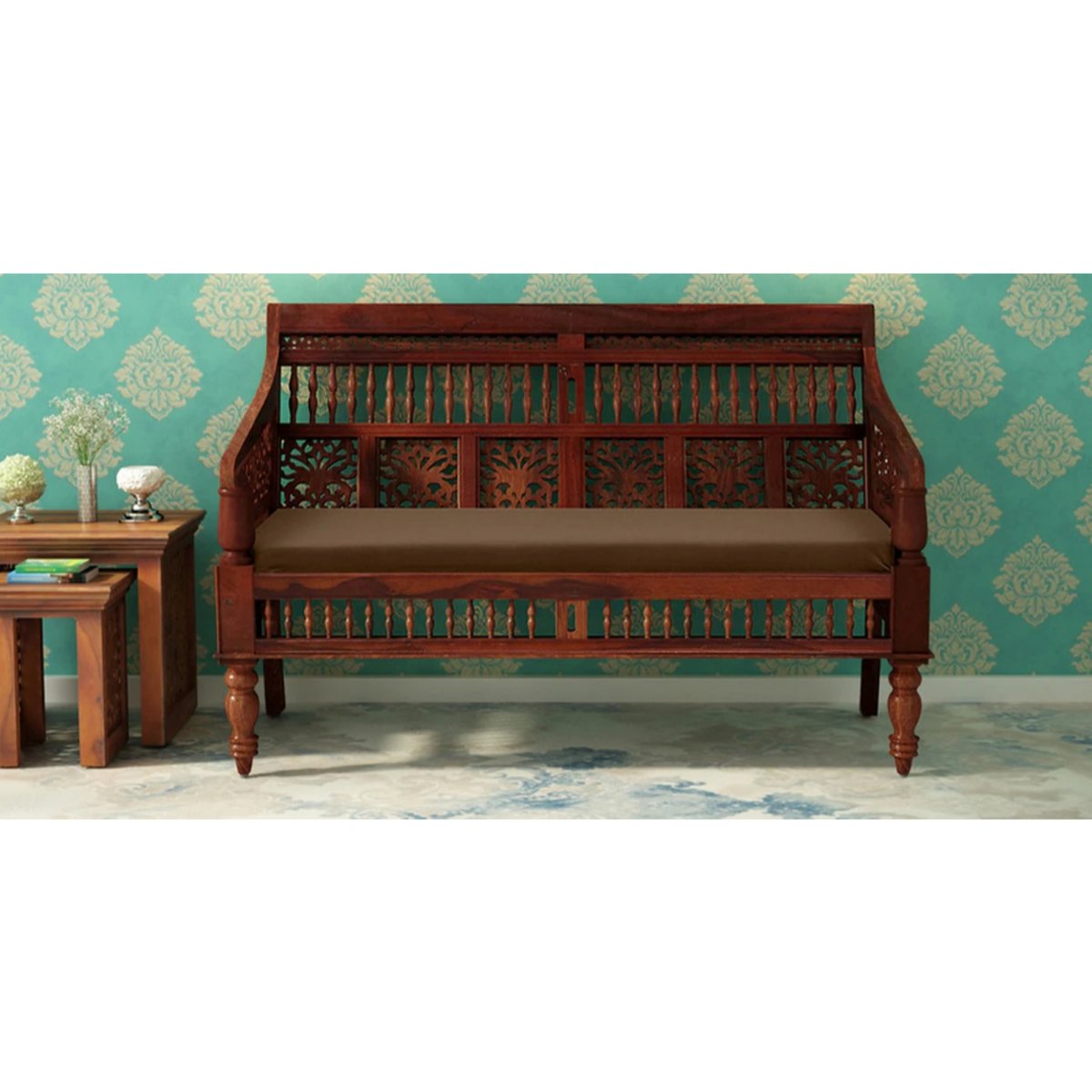 Navya 2 Seater Wooden Sofa - Vishwakarma Antique