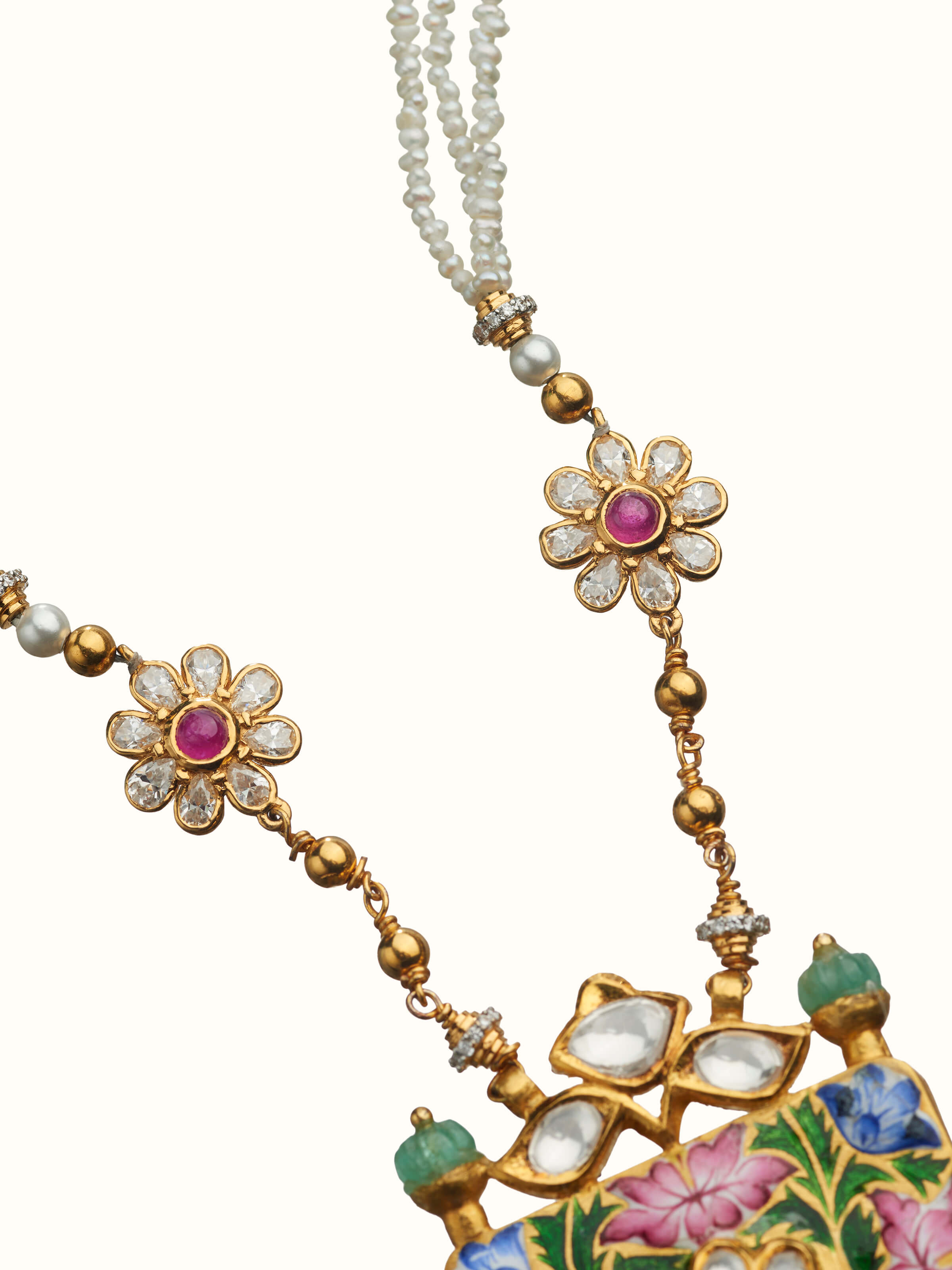 Gulabi Meenakari 22 Karat Gold Collar Necklace