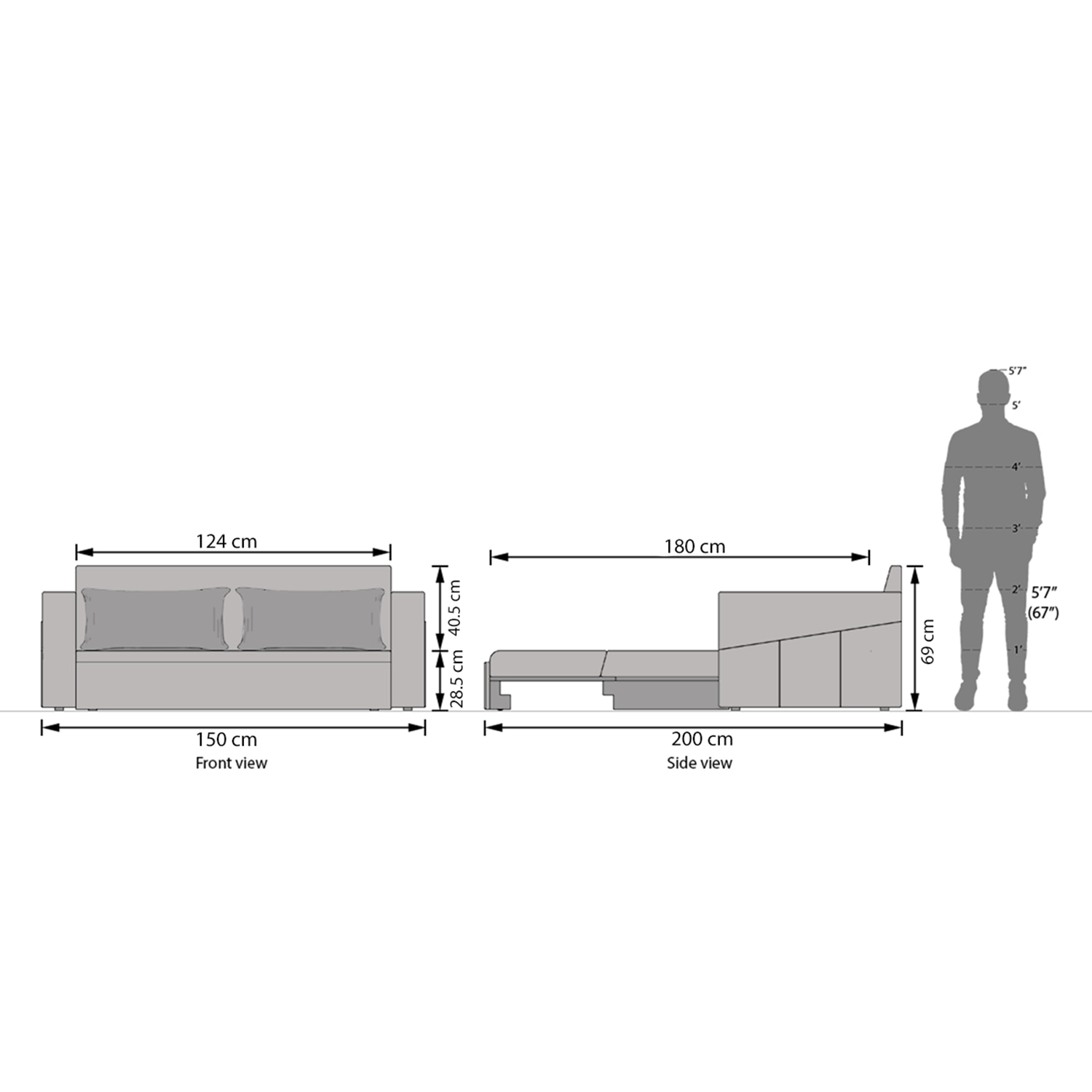 Camden Compact 3 Seater Pull Out Sofa cum Bed In Mocha Brown Colour