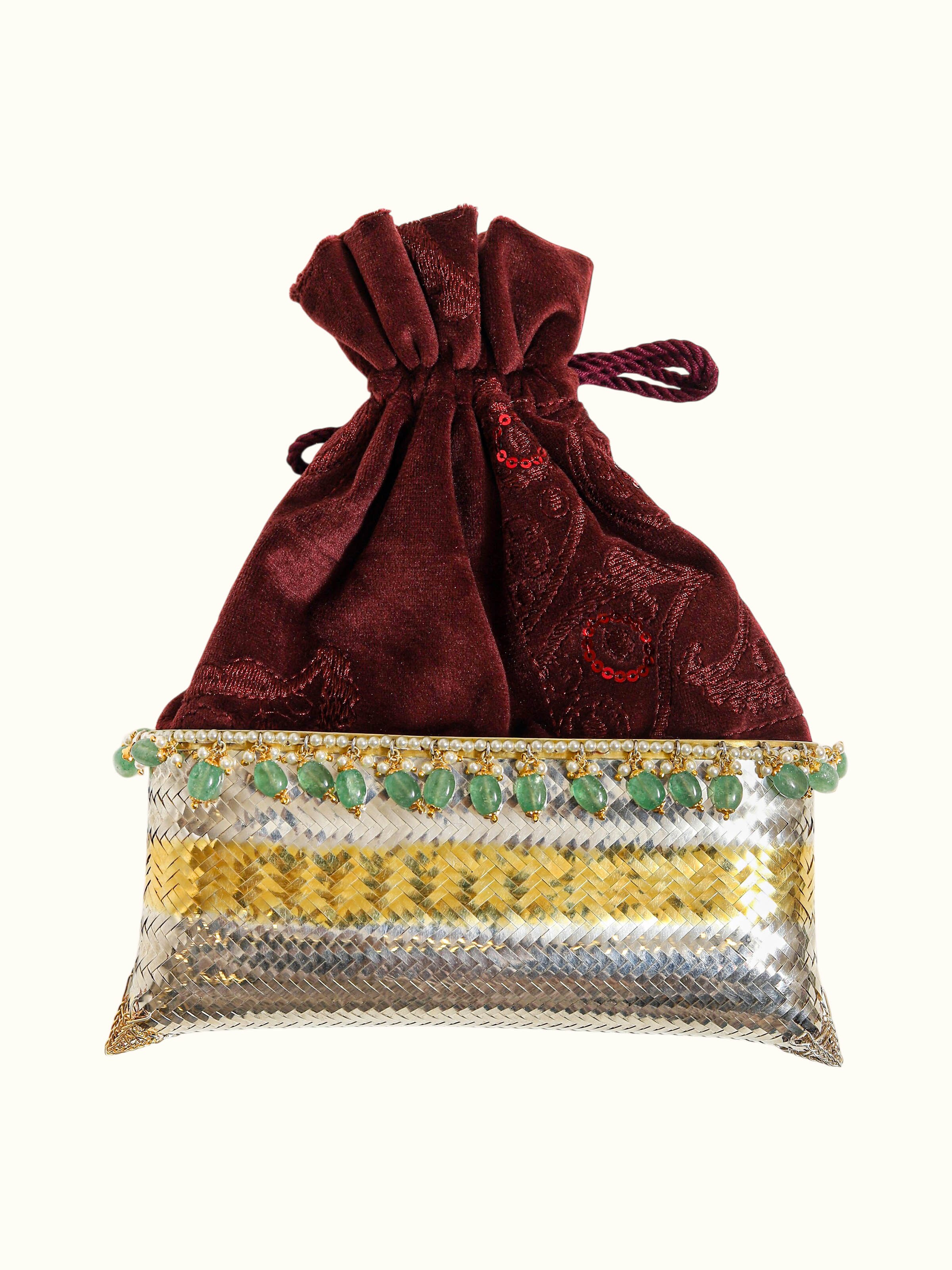 Silver Smithing Two-Tone Potli-Style Bag
