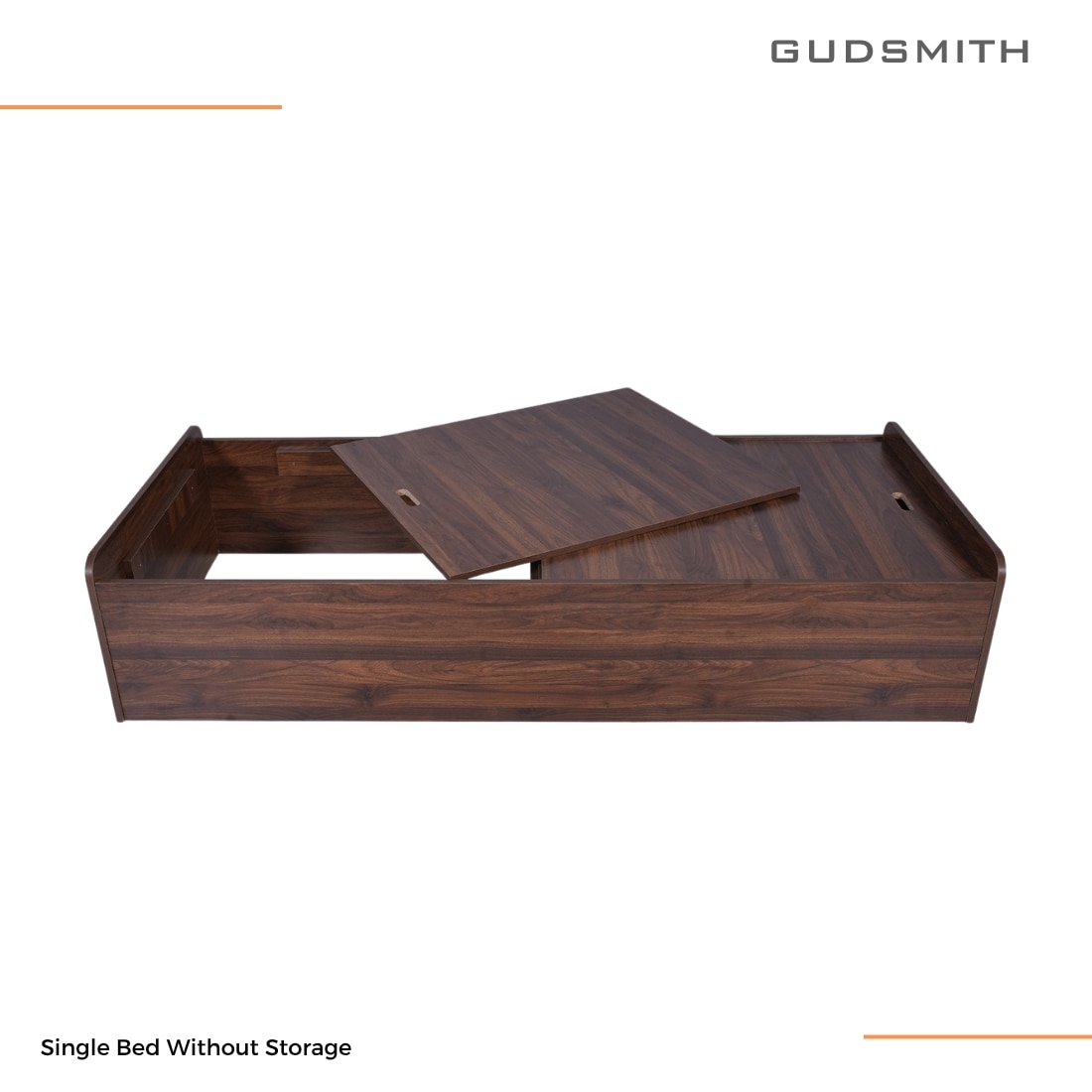 Maverick Engineered Wood Single Size Bed Without Head Board in Columbian Walnut Finish