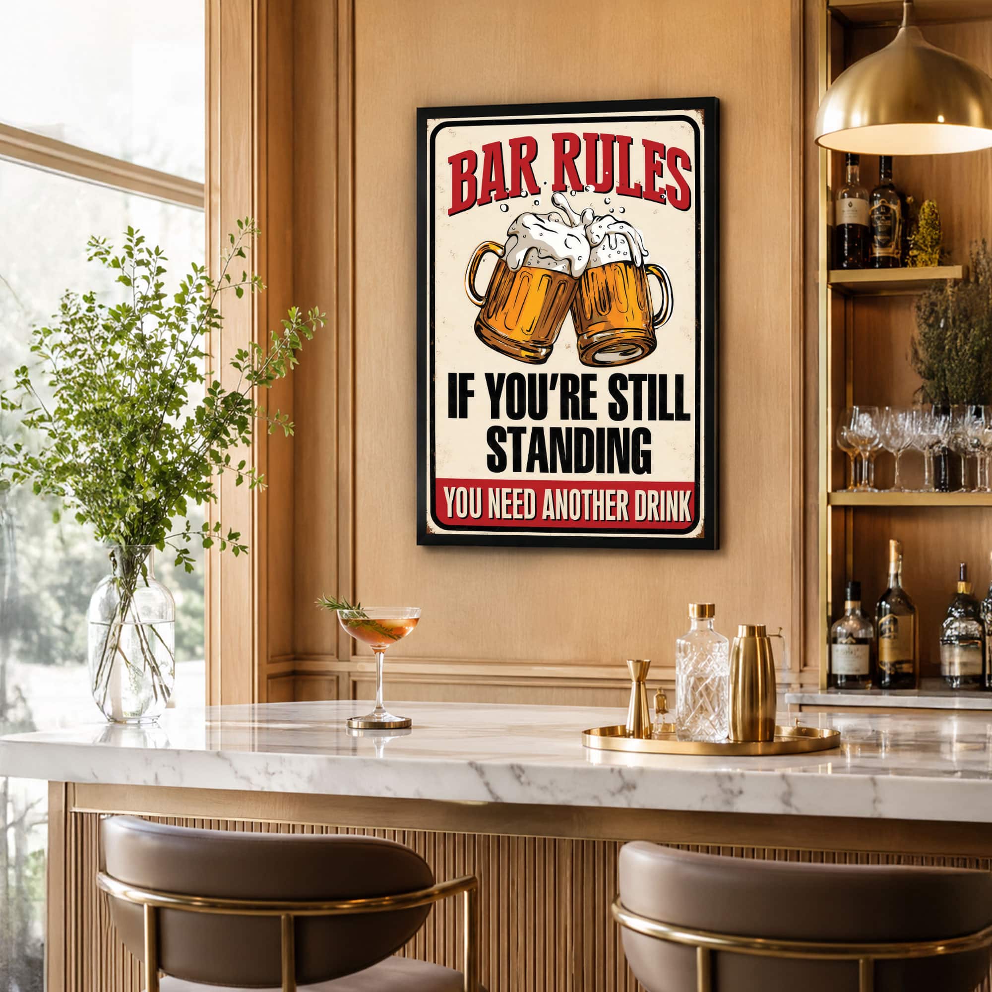 The Castle Decor Funny Bar Rules Wall Art Framed Painting 12x18 Inch (Style 1) - The Castle Decor