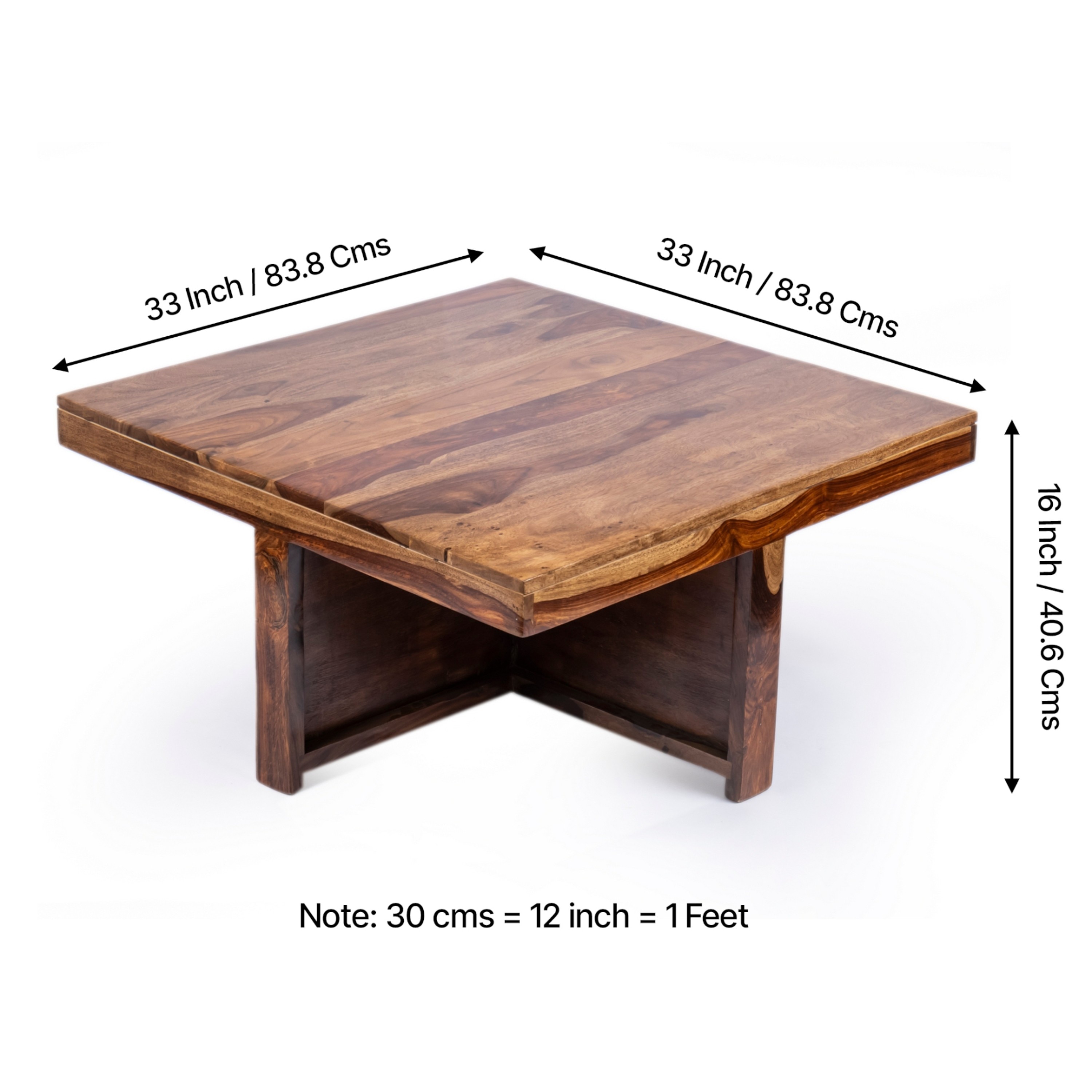 Blane Sheesham Wood 4 Seater Coffee Table Set In Teak Finish