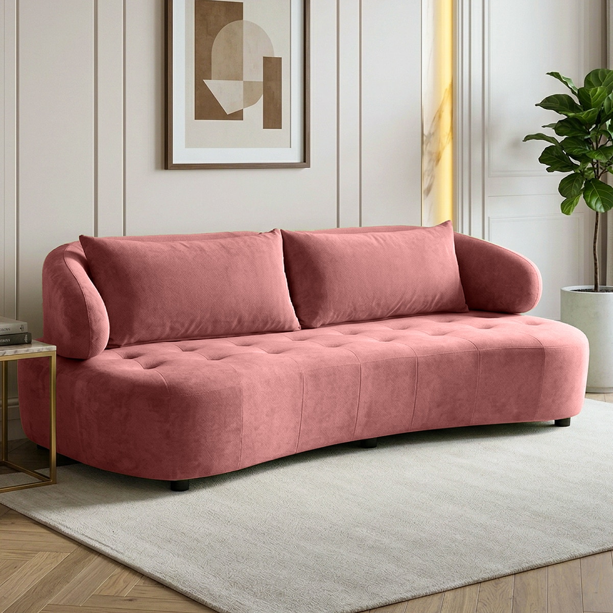 Henry Boucle 3 Seater Sofa in Pink  Color - Home Lifestylez