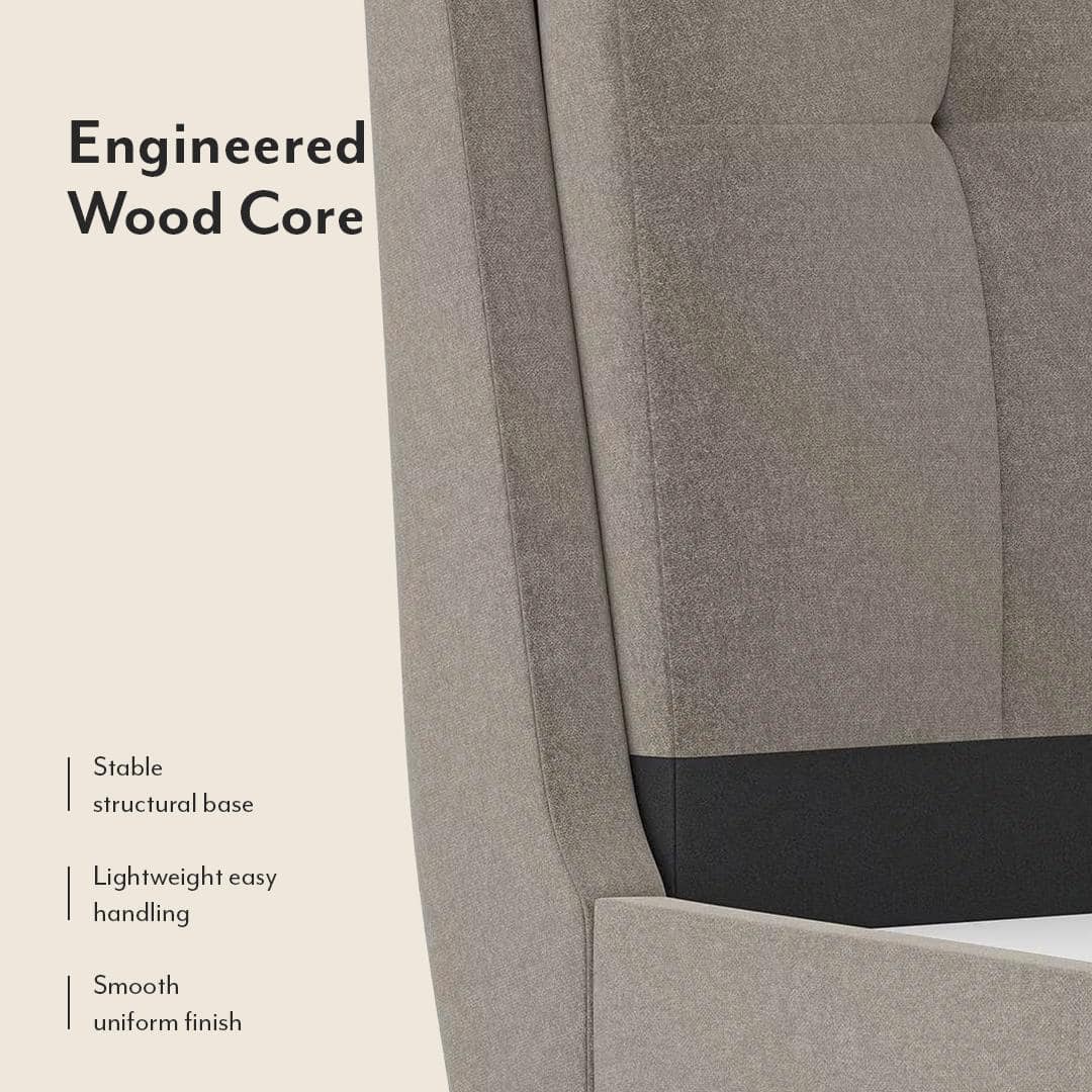 Bornholm Engineered Wood King Size Drawer Storage Upholstered Bed In Shitake Beige Colour