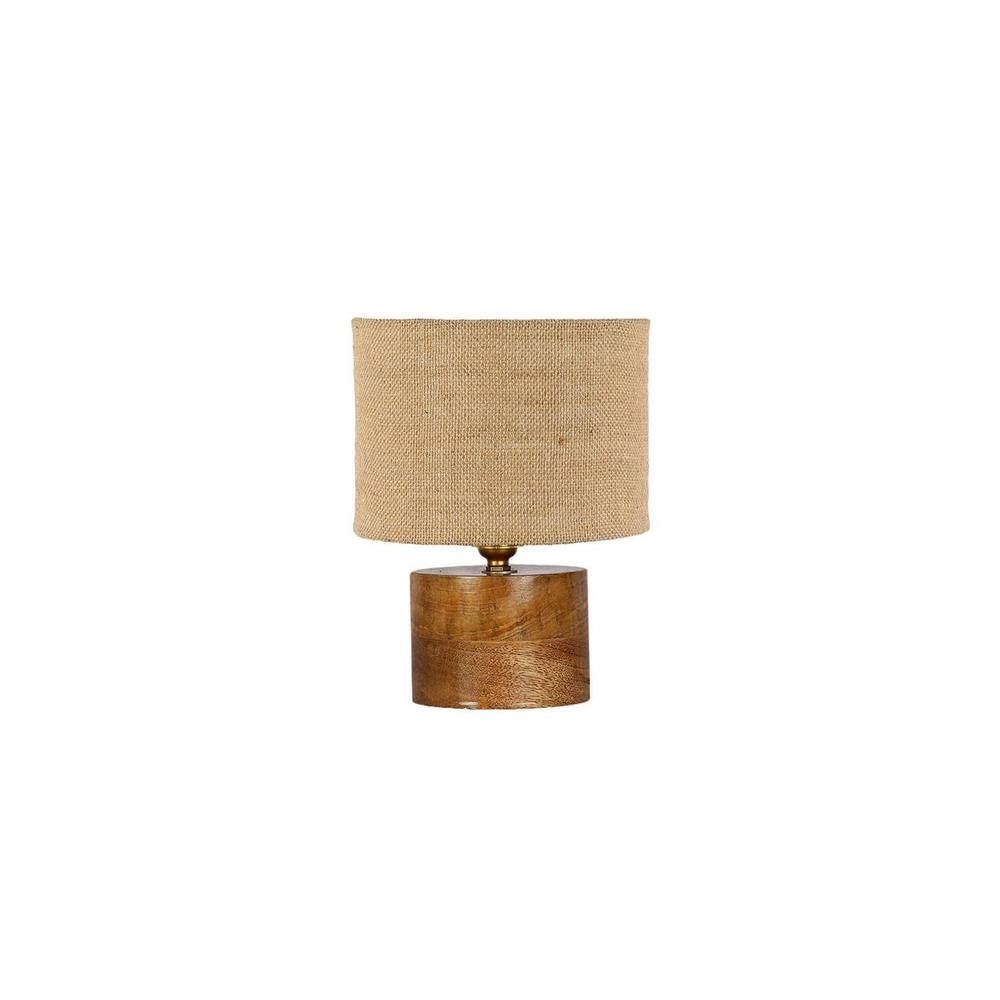 Cullen Beige Jute table lamp with Natural Wood Base
