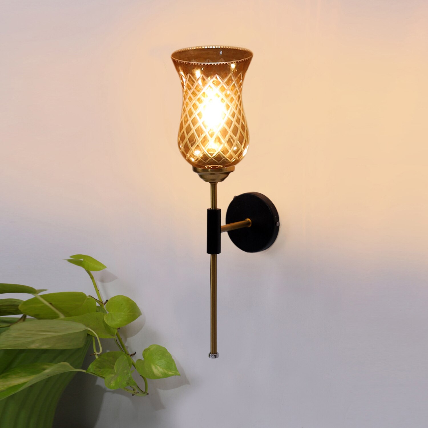 Devansh Metal Electric Wall Light in black Colour with Lavender