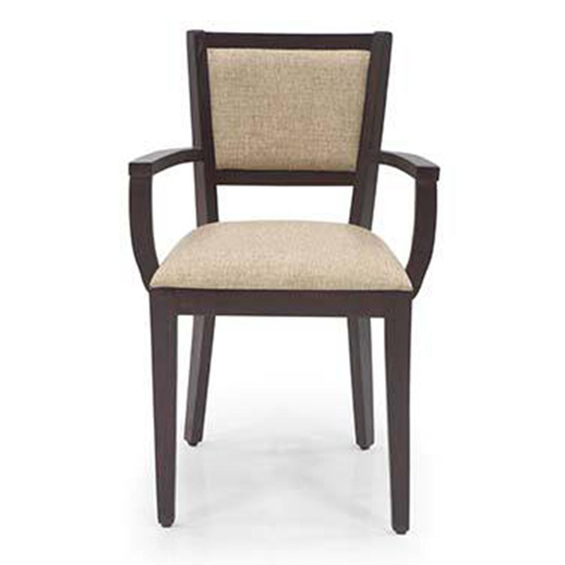 Aurelio Solid Wood Study Chair in Macadamia Brown Hopsack Weave Colour with Mahogany Finish