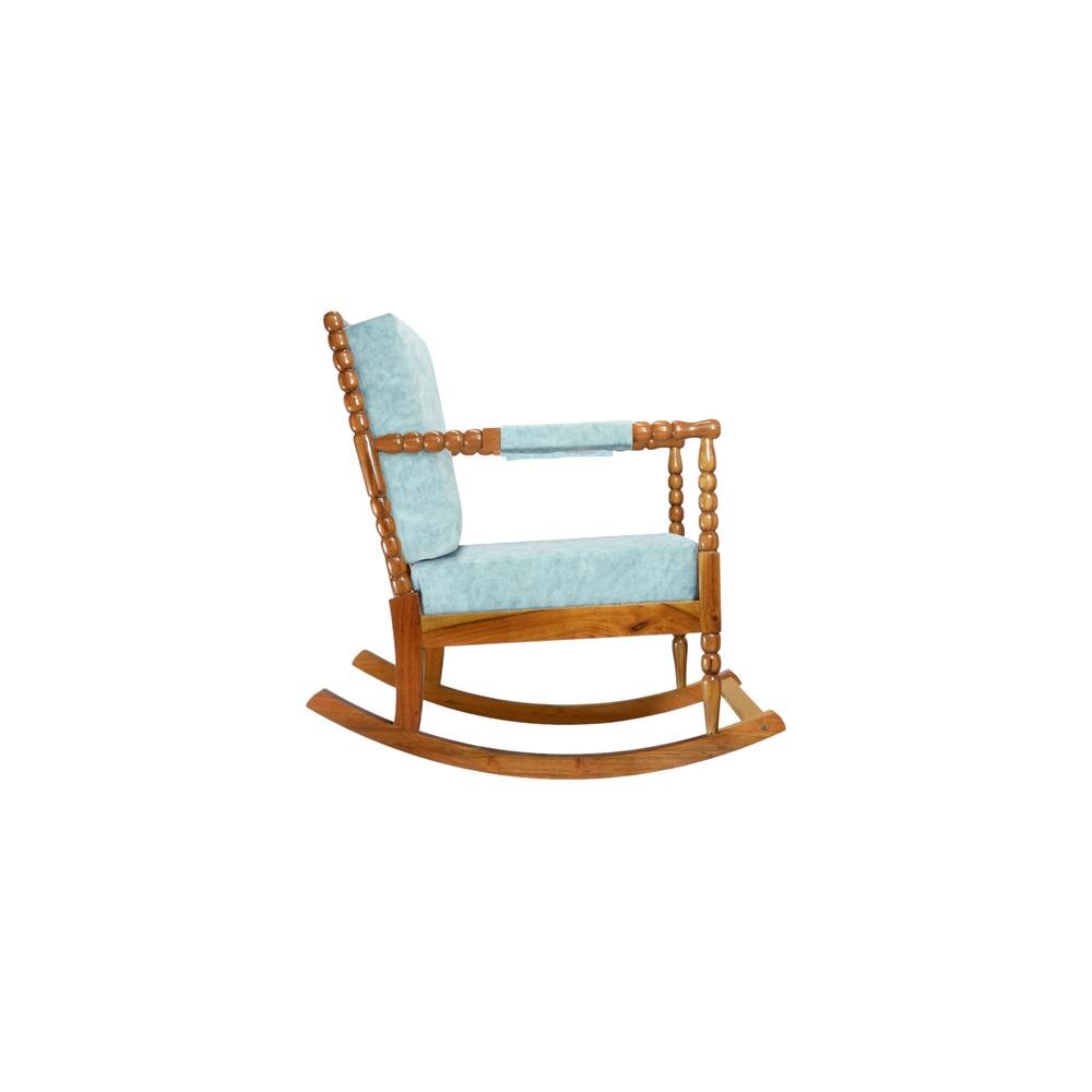 Lojios Solid Wood Lounge Chair In Blue Colour