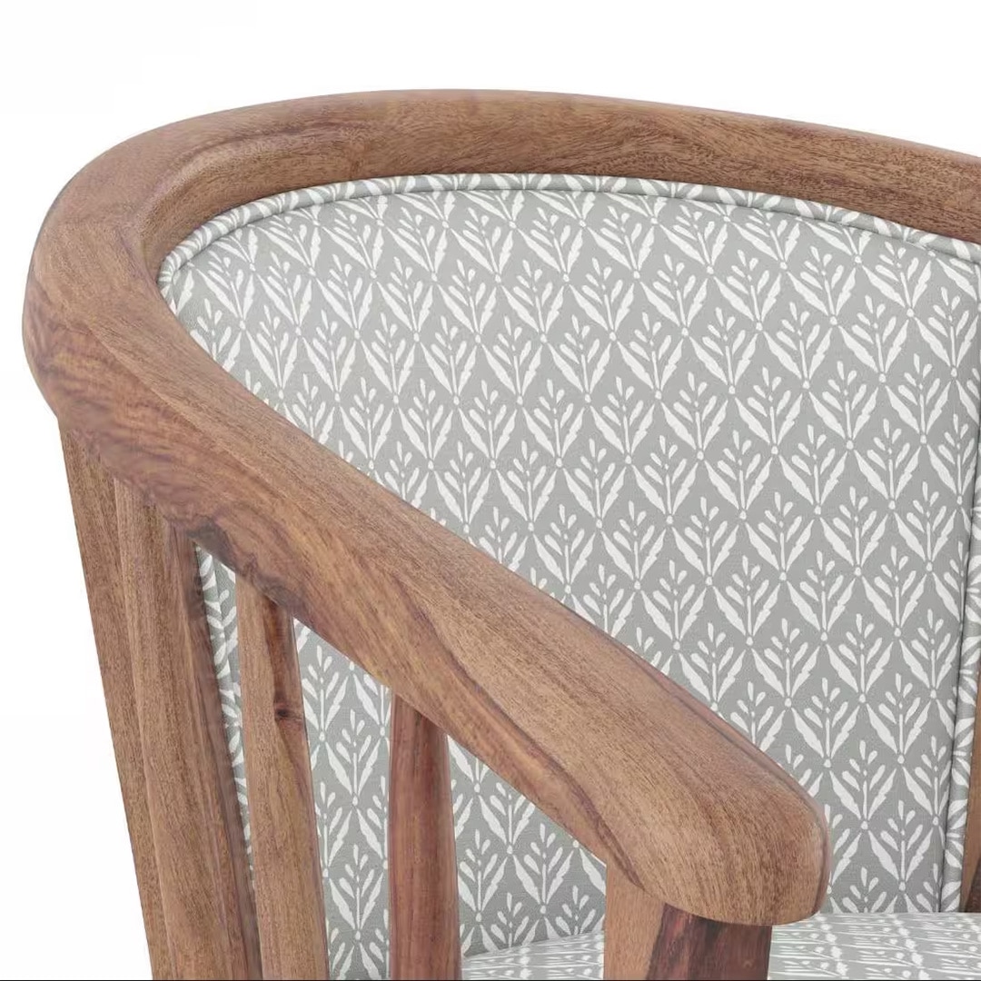 Bella Lounge Chair Finish Teak Grey Floral Azco Colour