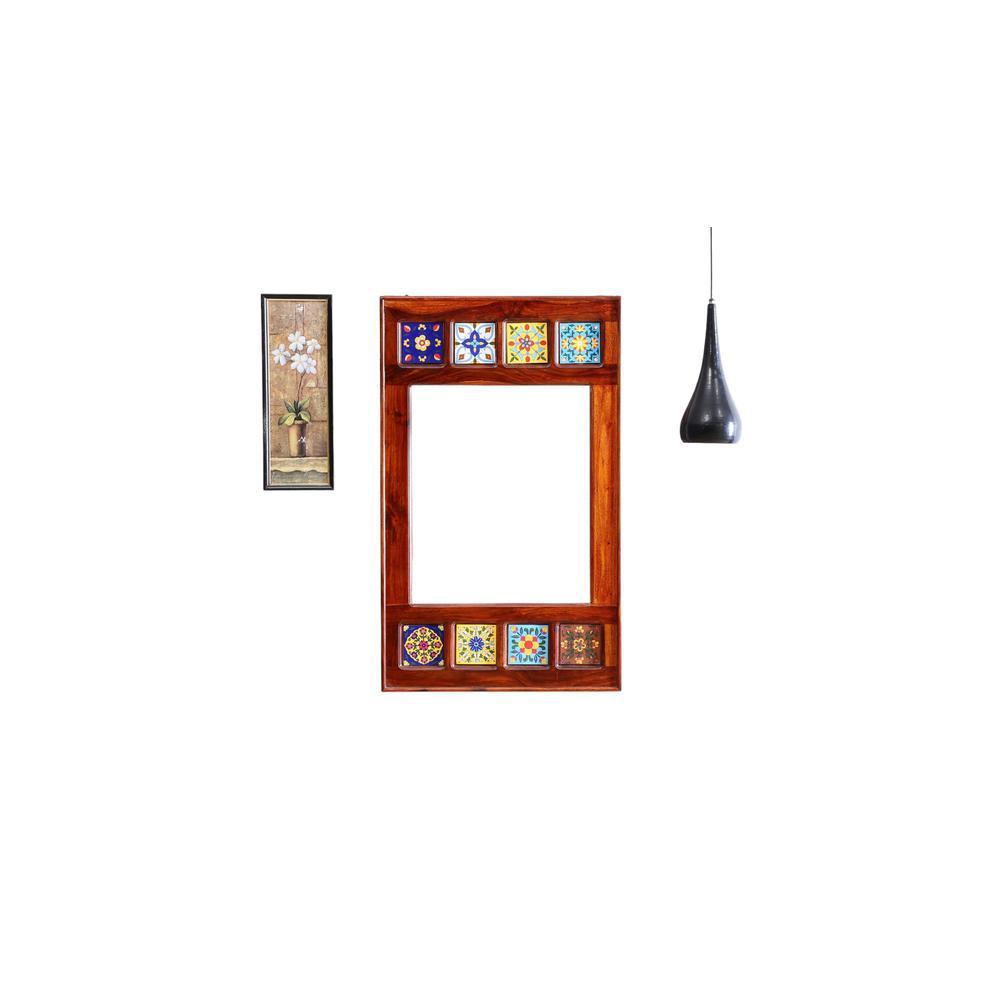 isaac solid wood mirror in honey oak colour