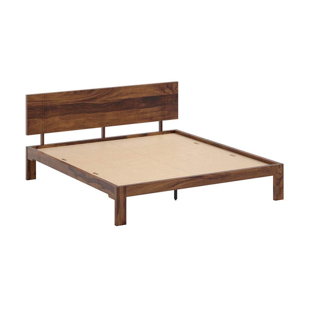 Triplet Solid Wood King Size Non Storage Bed In Provincial Teak Finish