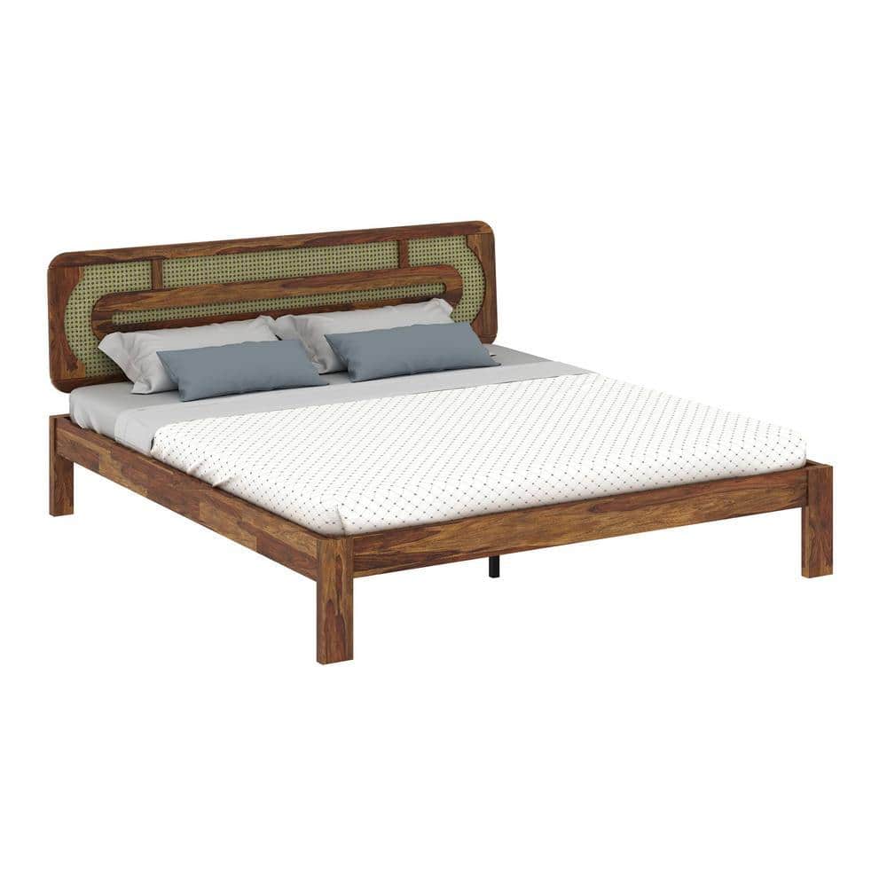 Seaside Solid Wood King Size Non Storage Bed In Provincial Teak Finish