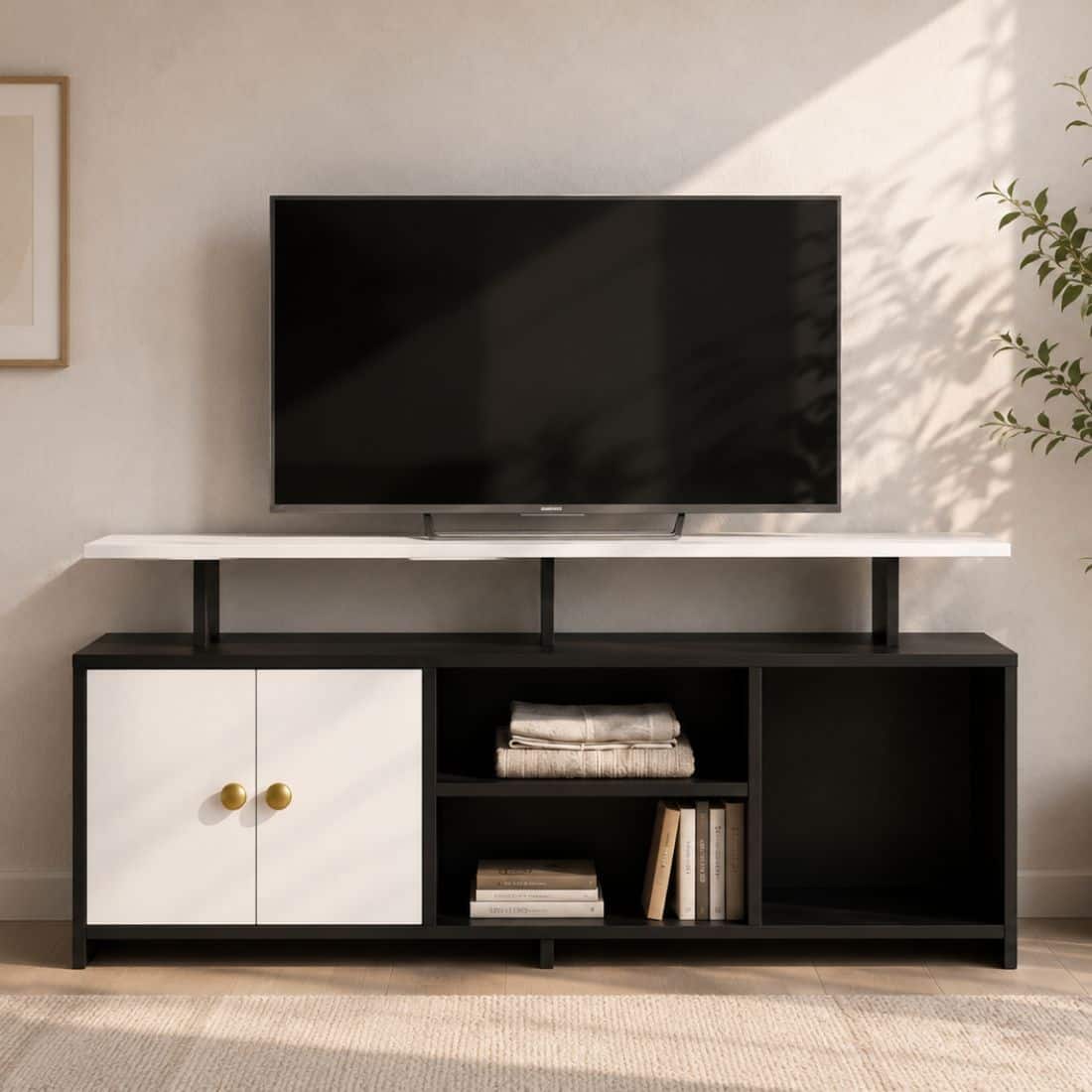 Spydercraft Marbay Modern TV Unit in Black Finish - Spydercraft