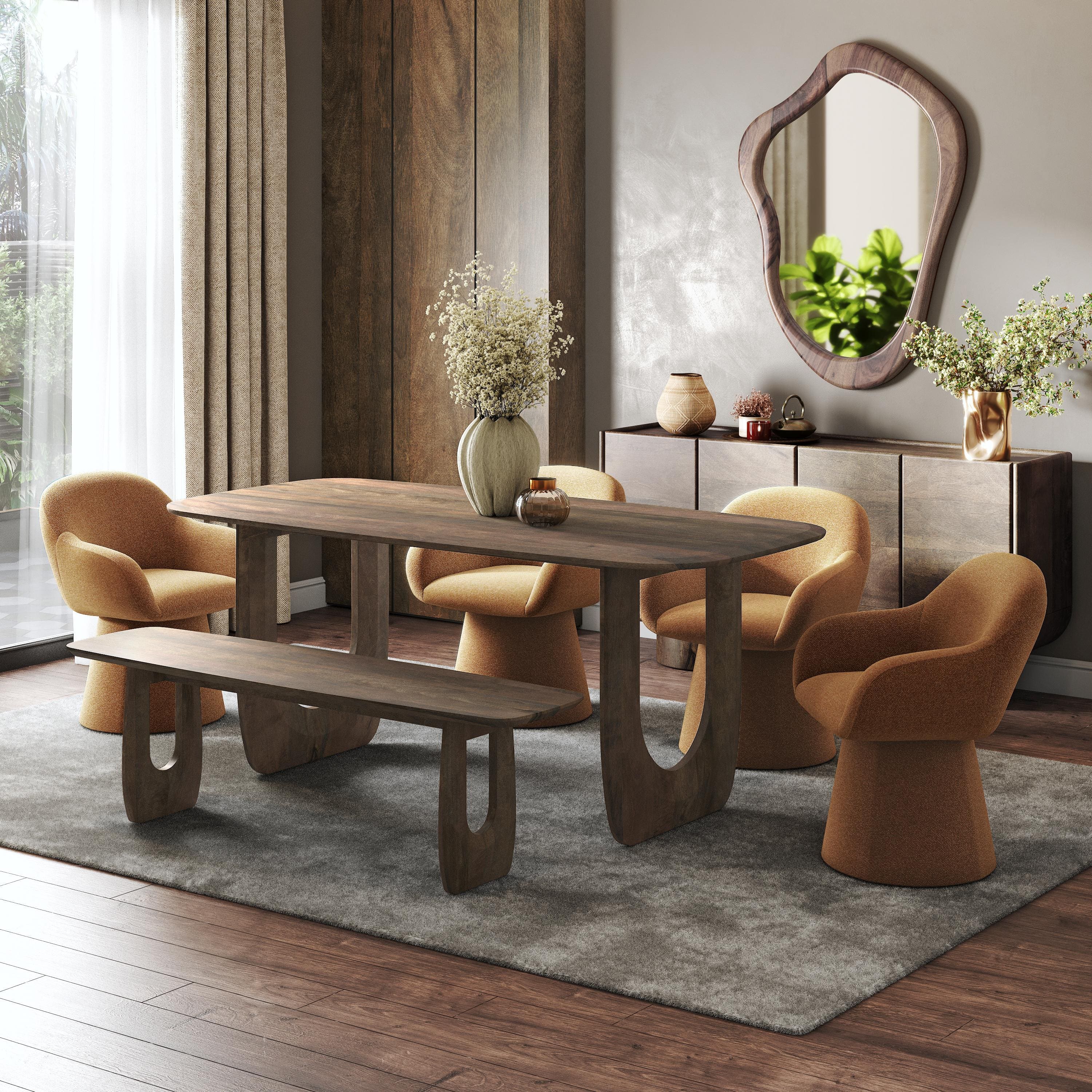 Aero Solid Wood 6 Seater Dining Table With Aero Bench & Selene Chairs