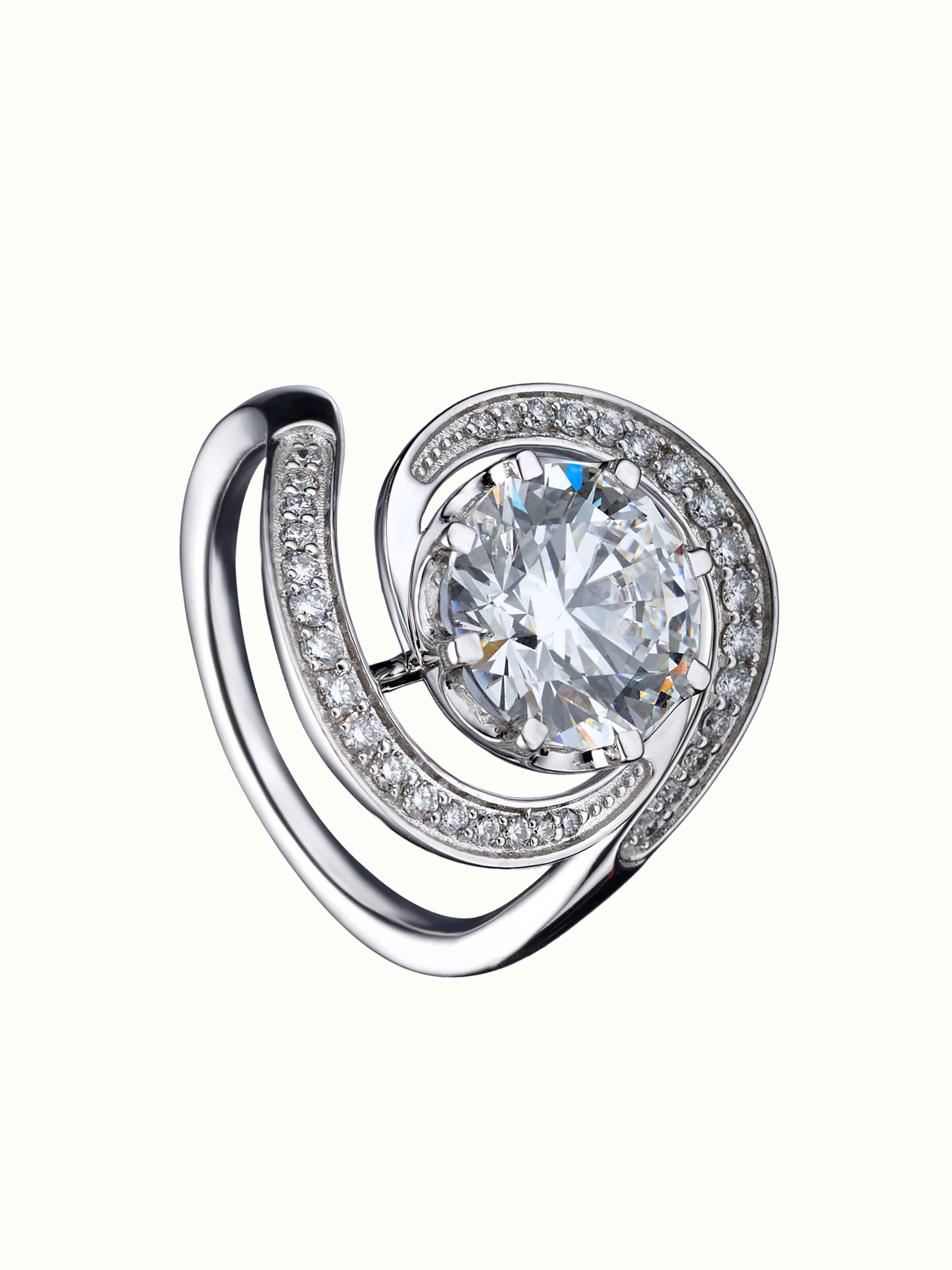 front view of open setting 14 karat gold ring with minimalist design