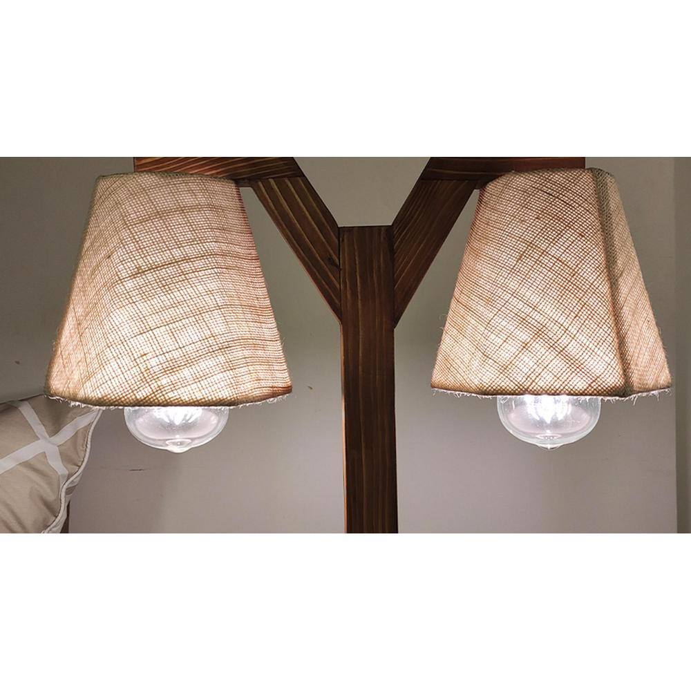Elania Wooden Table Lamp with Brown Base and Premium White Fabric Lampshade