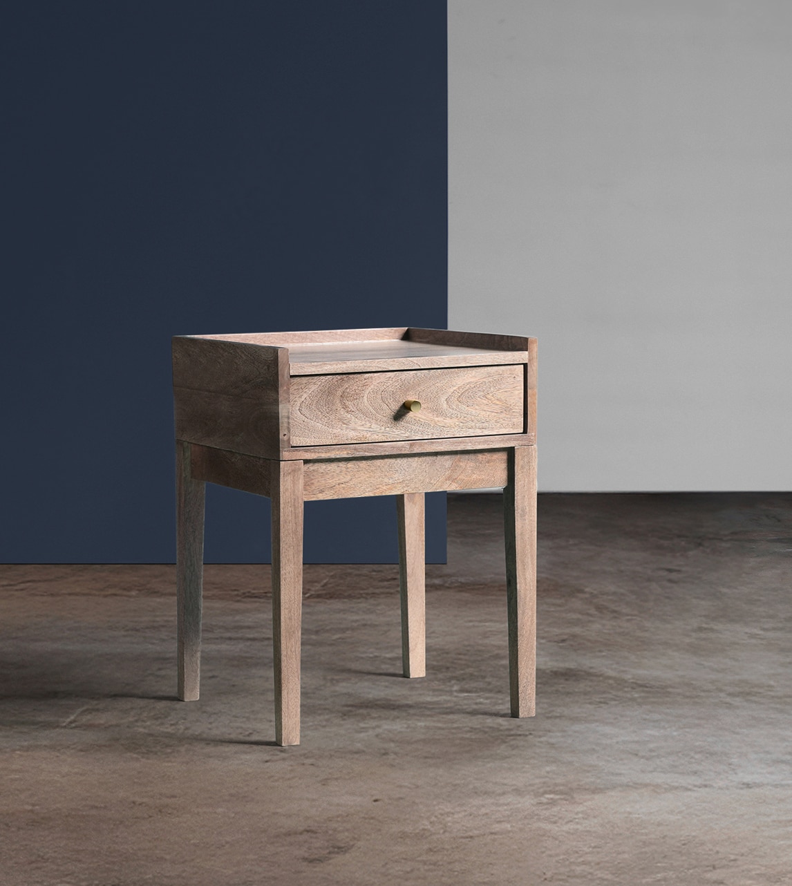 Harmful Solid Wood Bed Side Table In Natural Finish