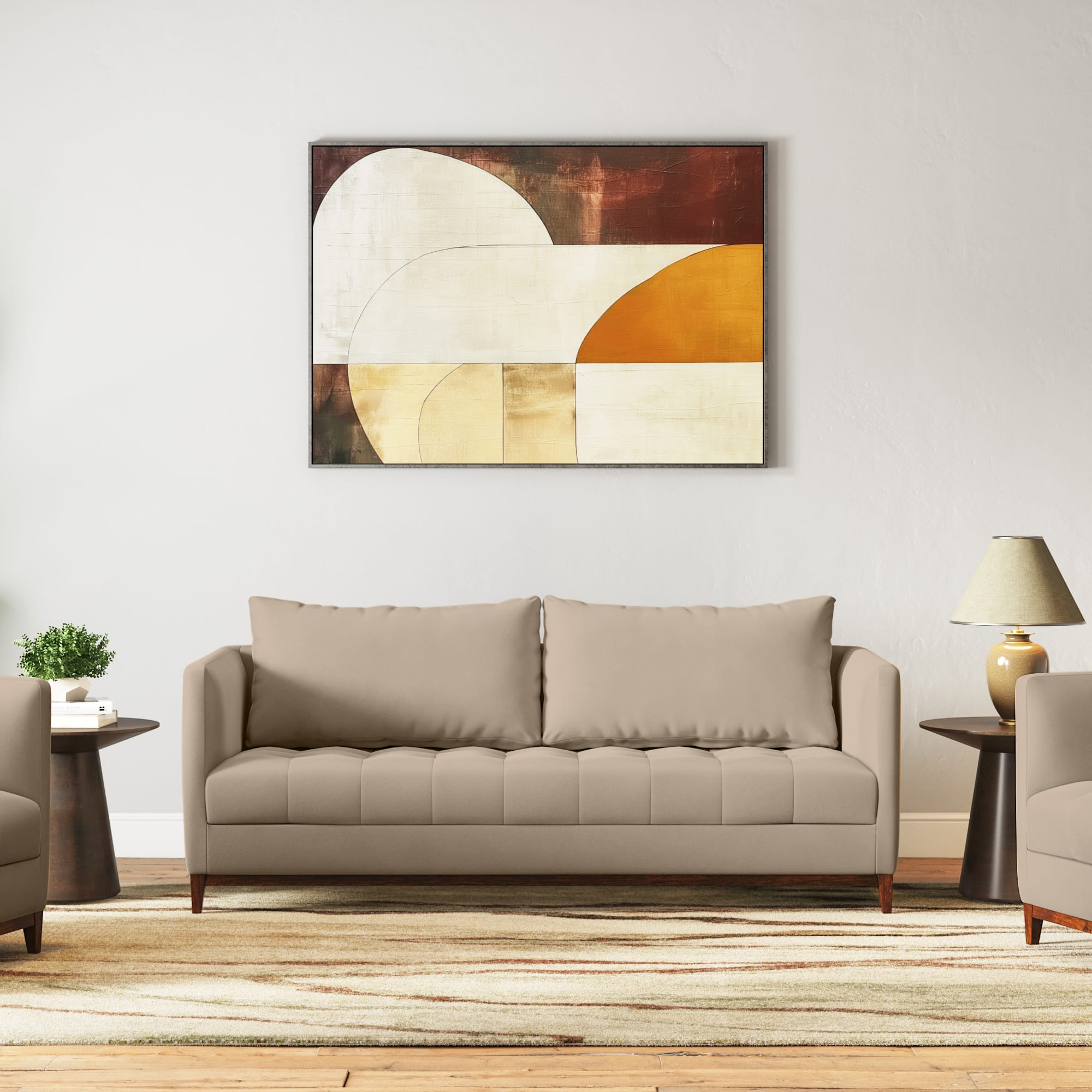 Florence Premium 3 Seater Fabric Sofa in Biscuit Velvet Colour - Urban Ladder