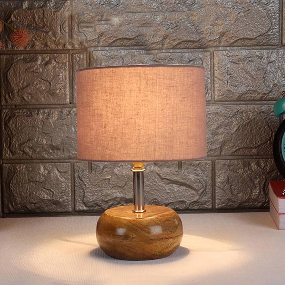 Genevieve Grey cotton & solid wood table lamp