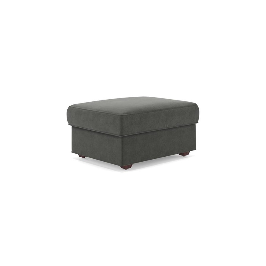 Apollo Compact High Back Ottoman Fabric Sofa in Ash Grey Velvet Colour - Urban Ladder