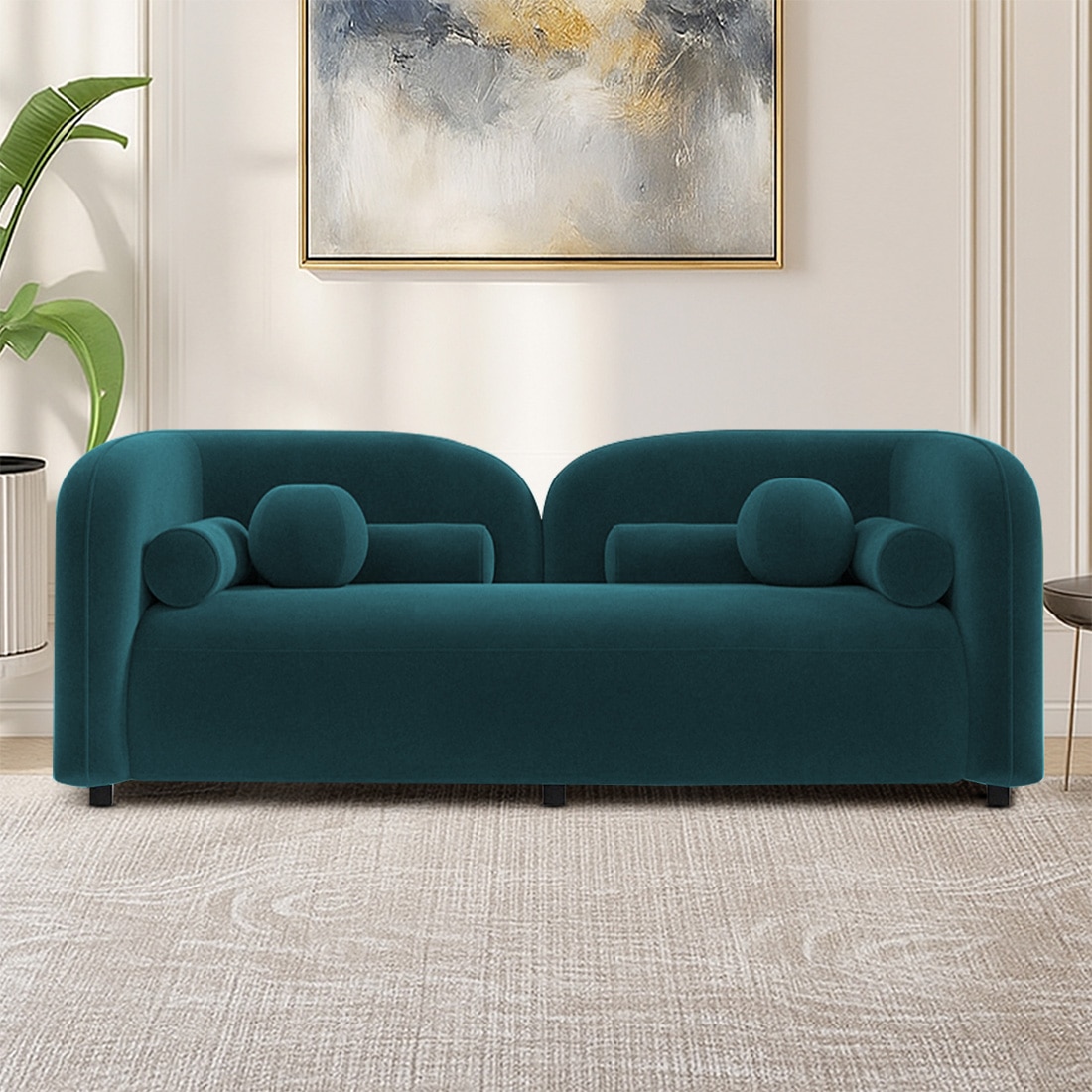 Homro Velvet 2 Seater Sofa in T Blue Colour