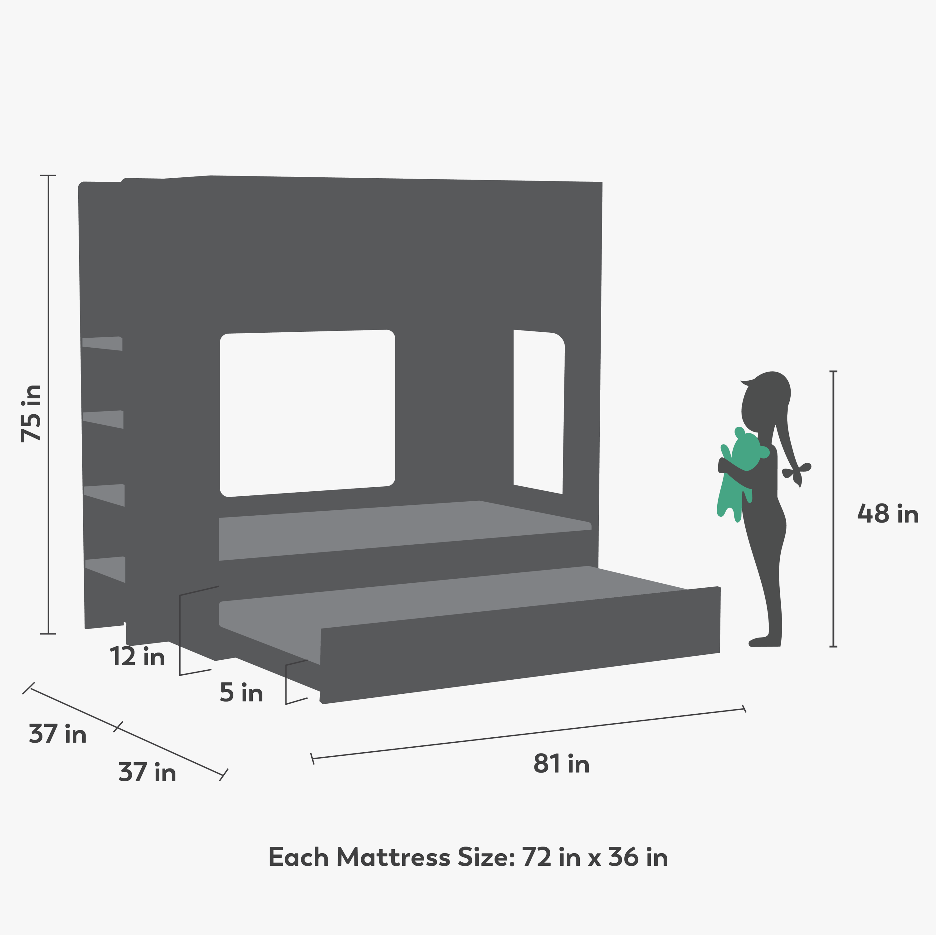 Caravan Trundle Bunk Bed In Oak Colour