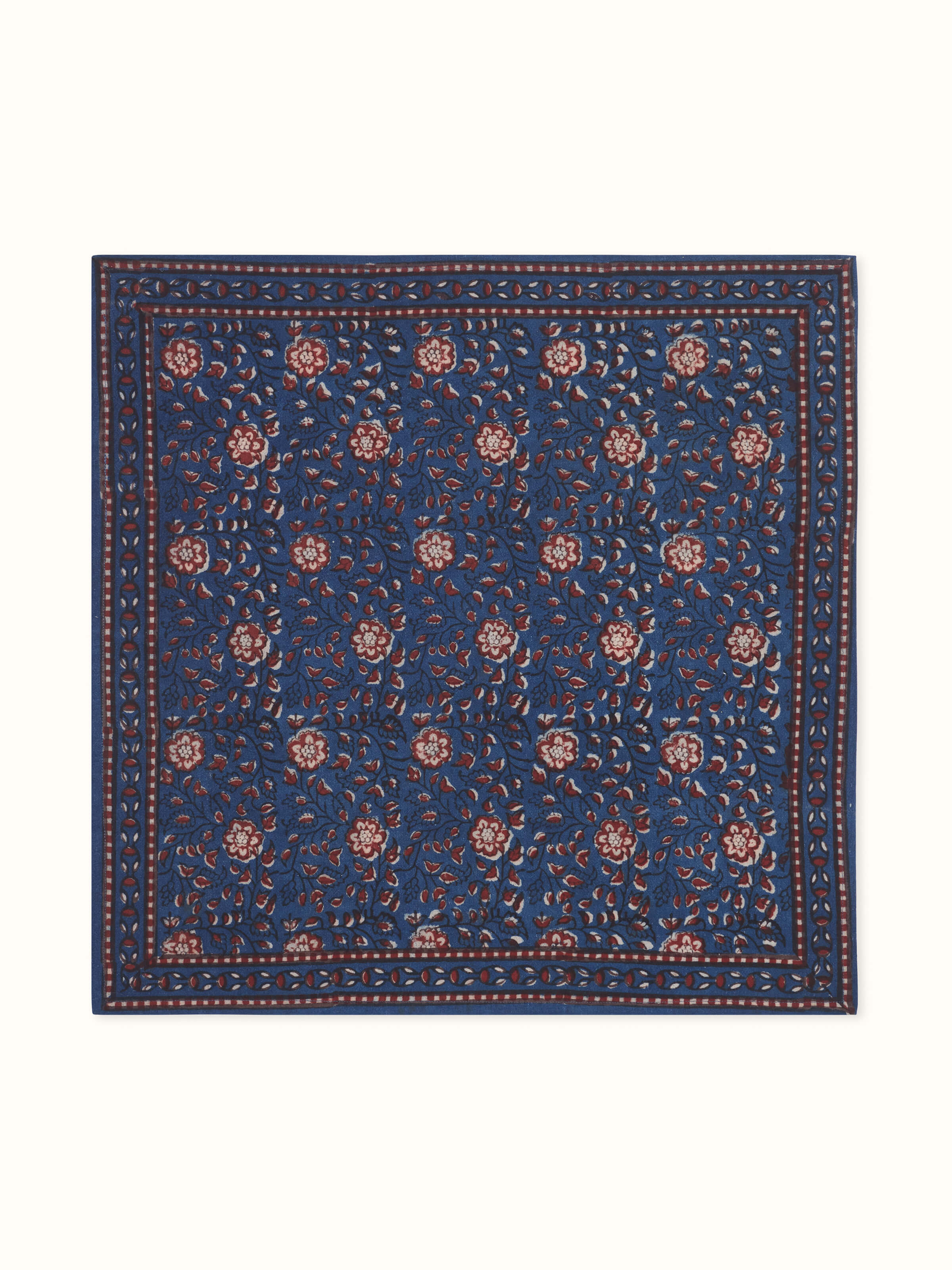 Puspita Indigo Cotton Dabu Hand Block Printed Dinner Napkin (6 Pcs)