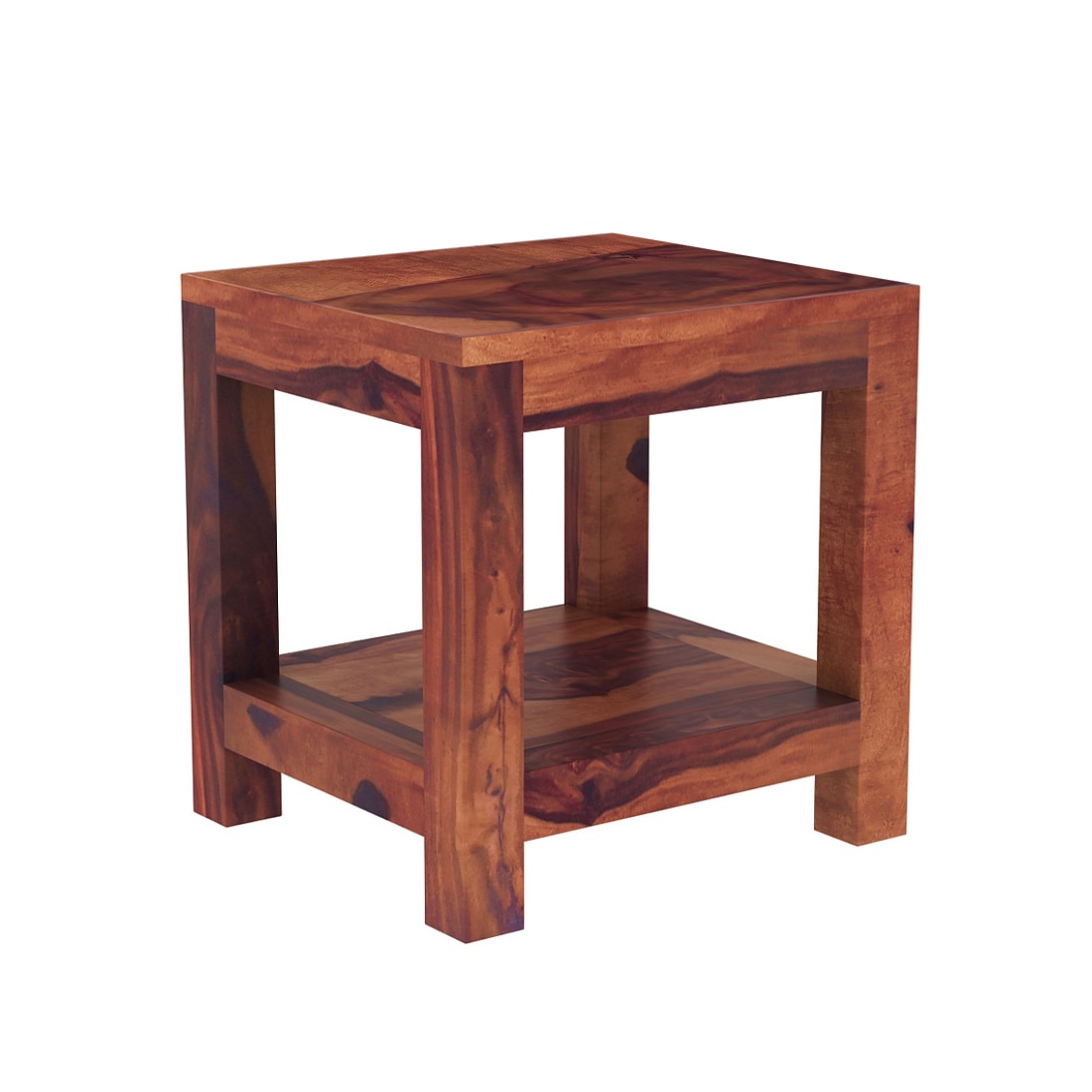 Box Solid Wood Bedside Table in Teak Finish