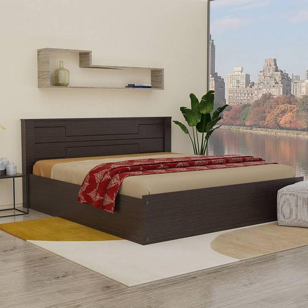 Taygete Solid Wood King Size Drawer Storage Bed In Melamine Finish