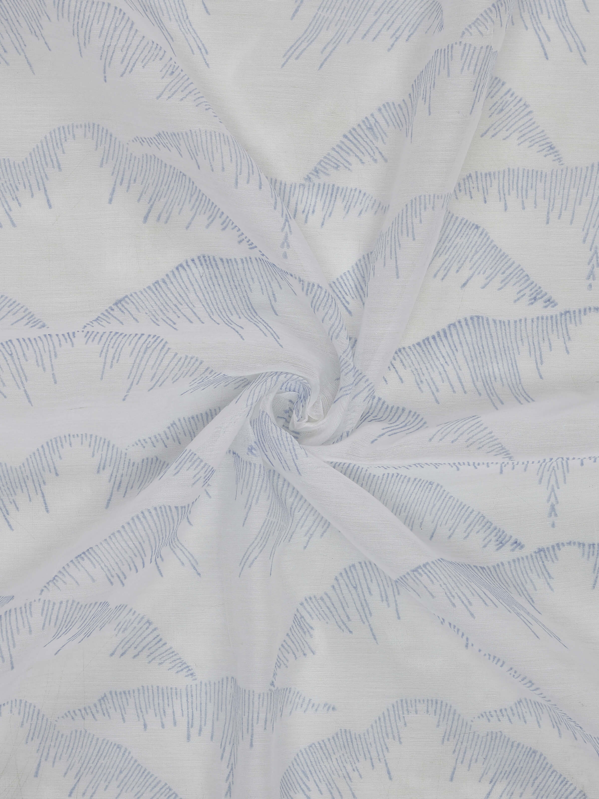 Parvat Indigo Ombre Cotton Silk Sanganeri Hand Block Printed Curtain (7 Ft)