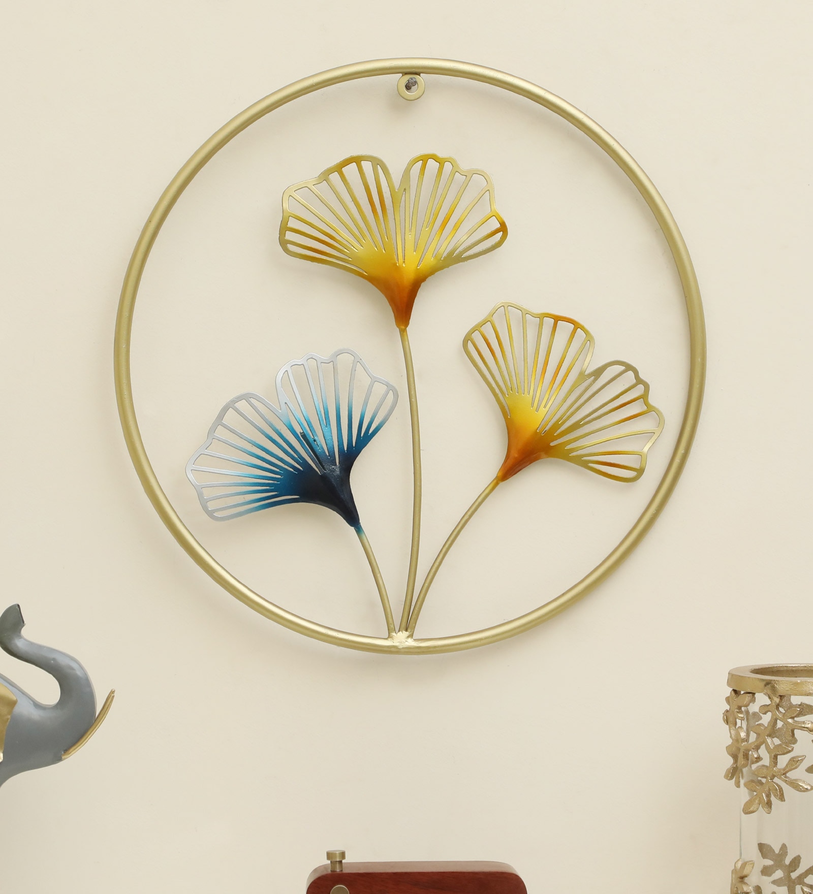 Atom Abstract Metal Wall Decor in Multicolor Set of 1 - Vedas Exports
