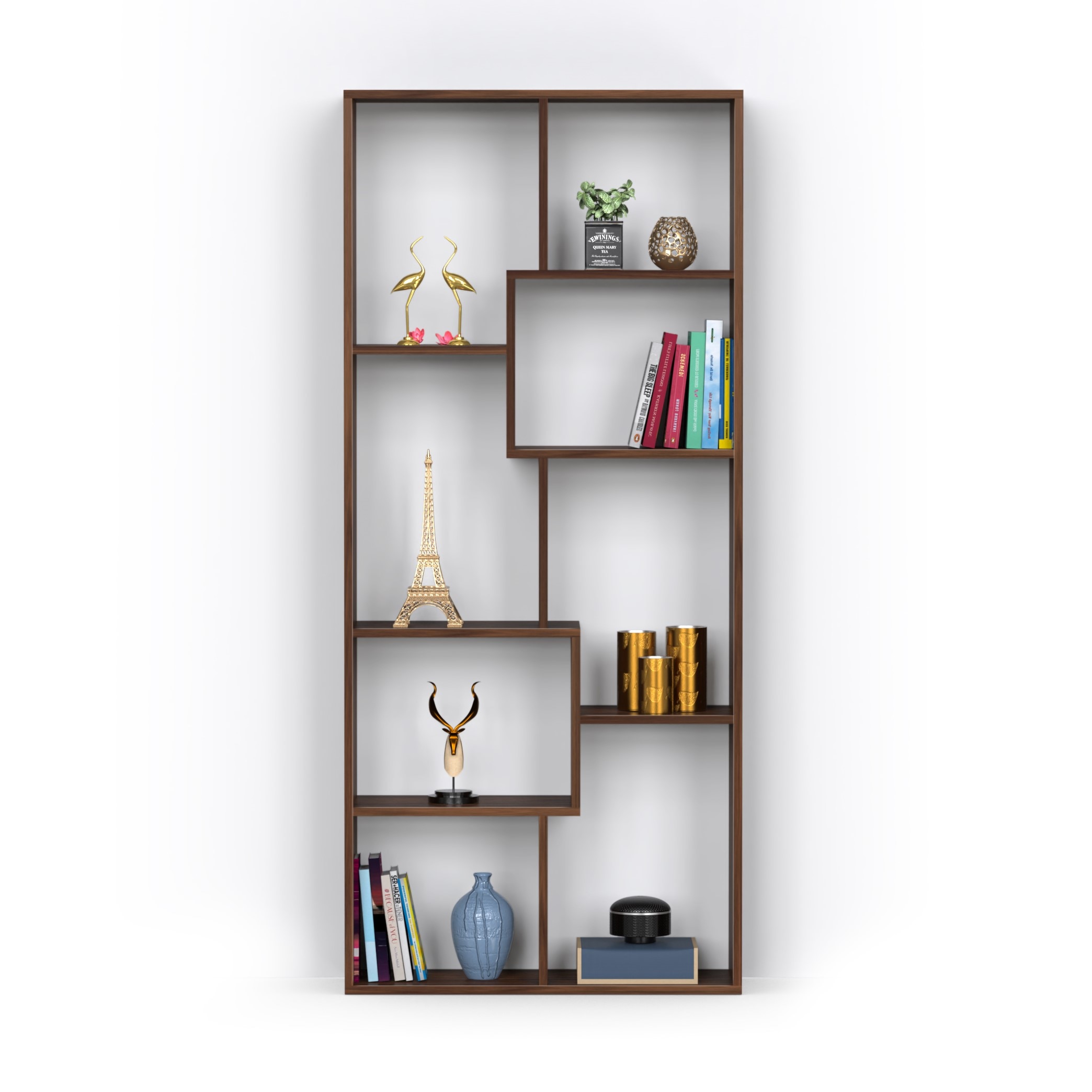 BLUEWUD Jameye Engineered Wood Bookshelf Cabinet Book Rack Organizer with Shelves for D�cor Display Floor Standing for Living Room Study Home Library Furniture (Brown Maple)