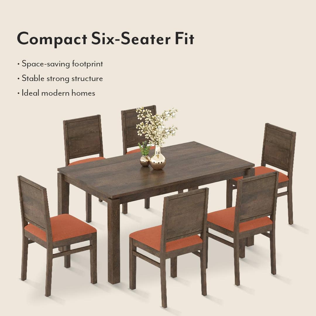 Atlas Solid Wood 6 Seater Compact Dining Table with Atlas Dining chair