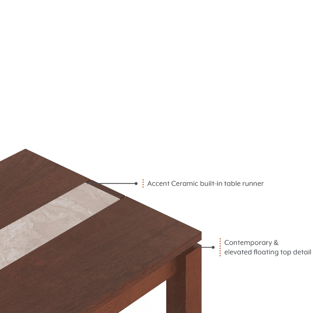 Atlas Crest Solid Wood 4 Seater Dining Table In Honey Finish