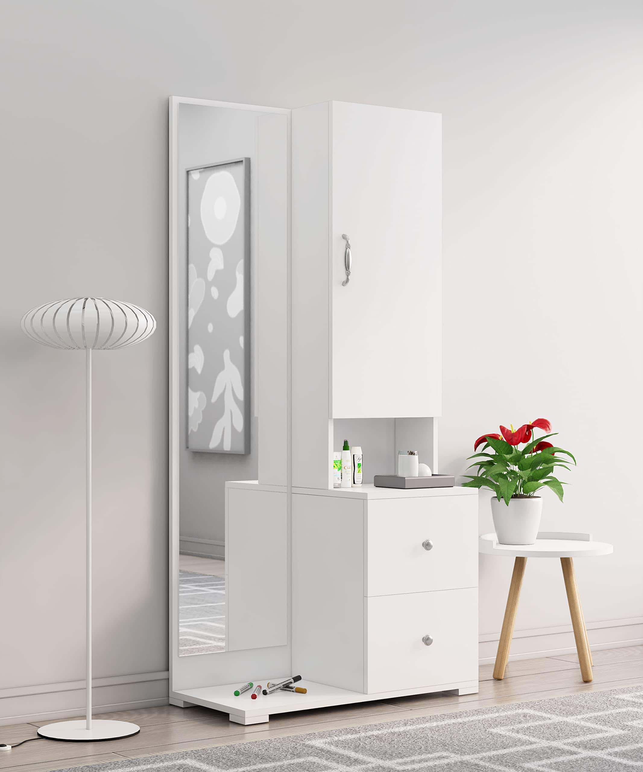 Hexa Red Wooden Dressing Table in Frosty White Colour - HexaRed