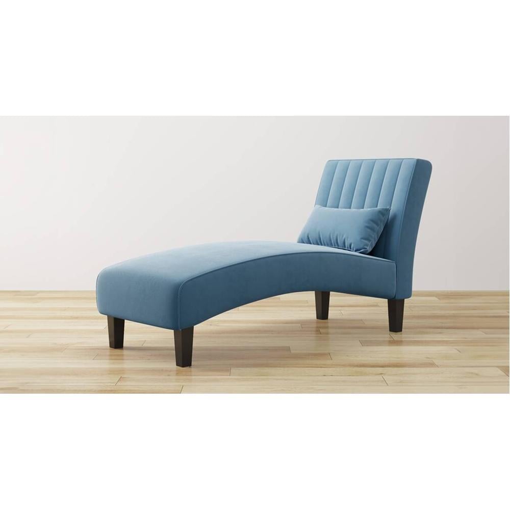 Fiest Velvet Chaise Launger in Blue Colour