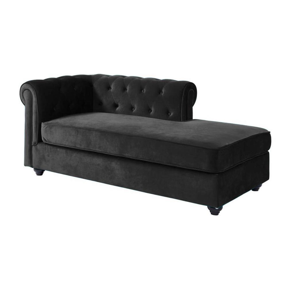 Ease Velvet Chaise Launger in Black Colour