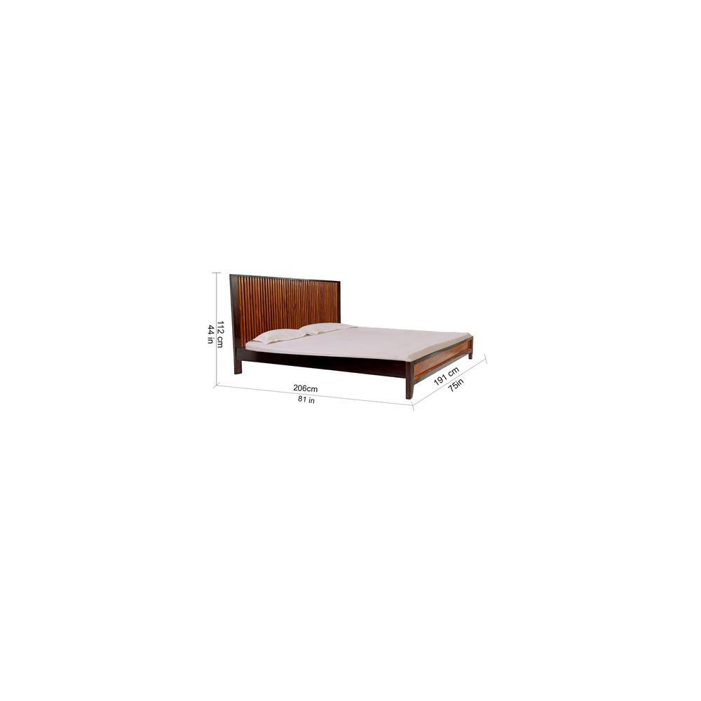 Ronnie Solid Wood Non Storage Bed In Dark Provincial Teak Finish