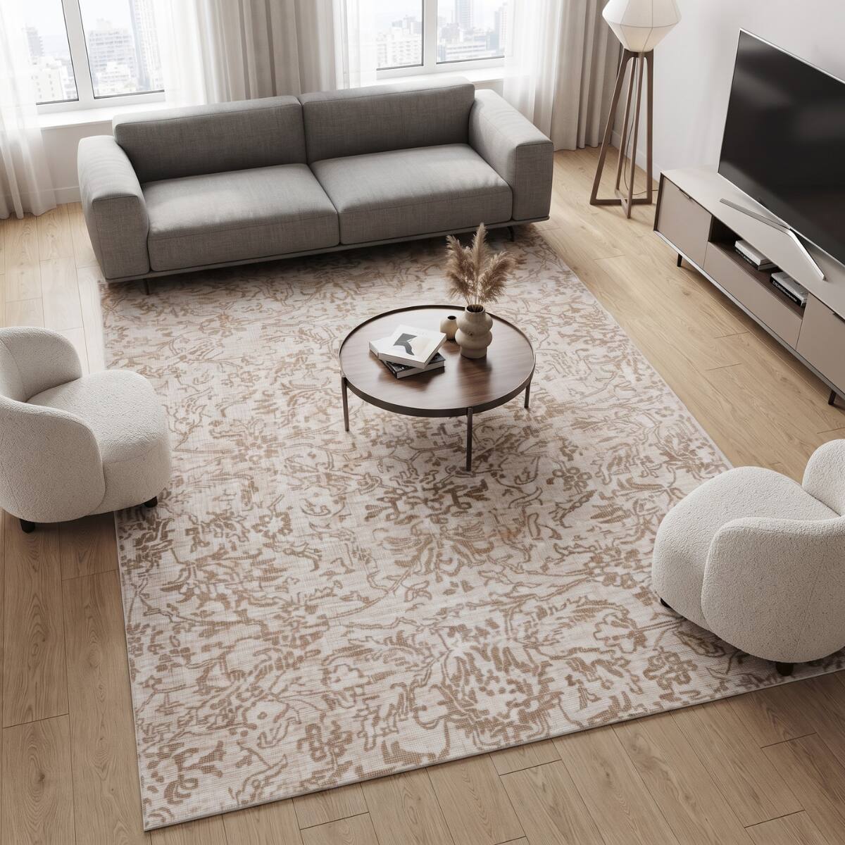 Neulooms Handloom Knotted Reversible Flatweave Area Rug Wheat or Ivory 8x10