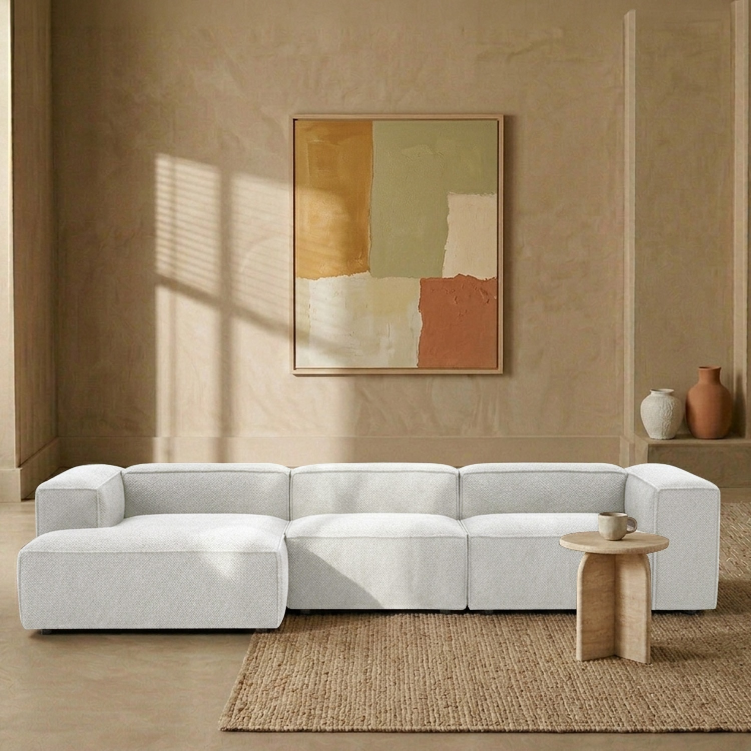 Elegantedge Wood Right Aligned 3-Seater With Upholstery Non Storage Sofa In Grey Colour - Nestroots