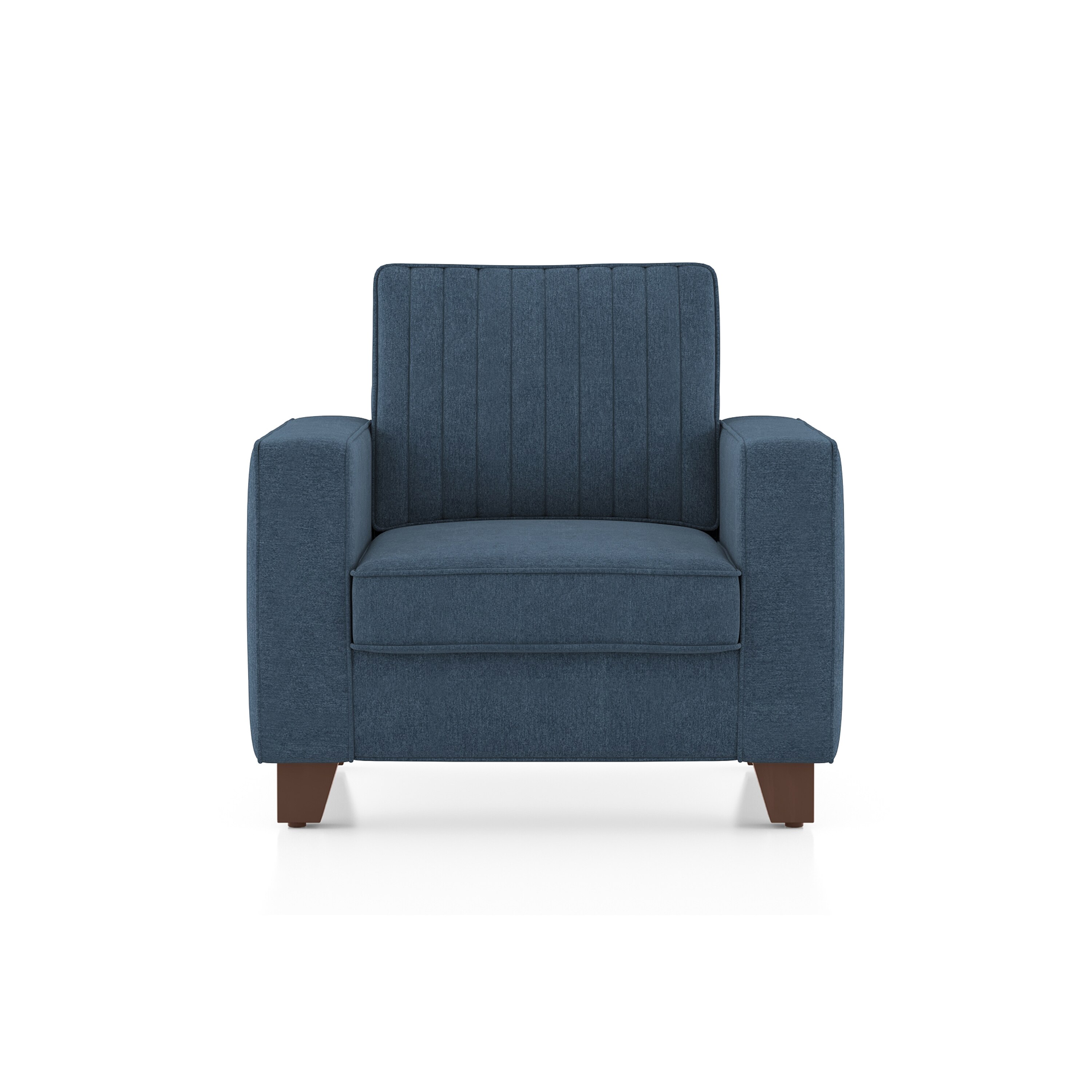 Apollo Neo 1 Seater Fabric Sofa in Lapis Blue Colour (Back Height : Regular, Cushion Type : Soft)