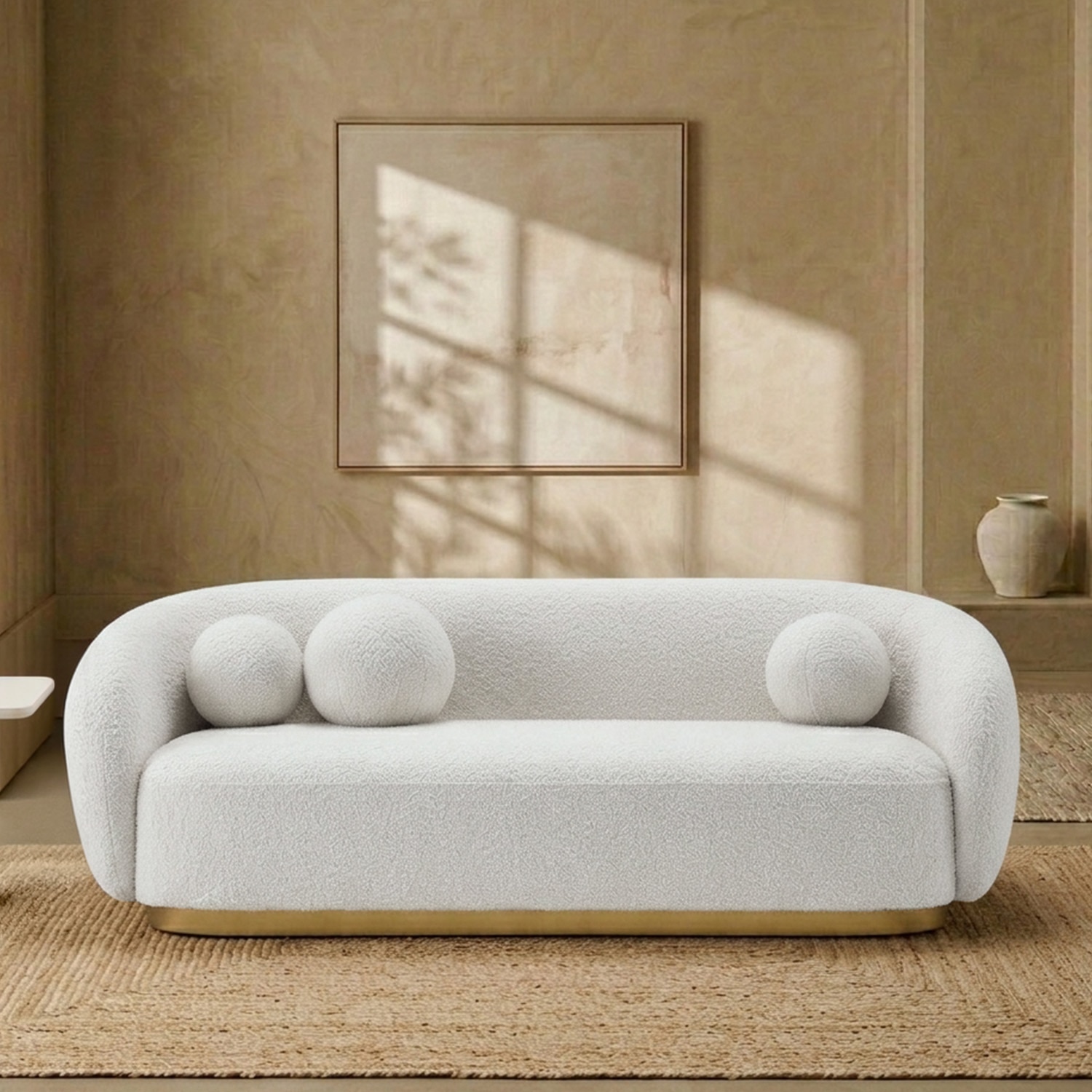 Elegantensemble Wood 3 Seater With Upholstery Non Storage Sofa In White Colour - Nestroots