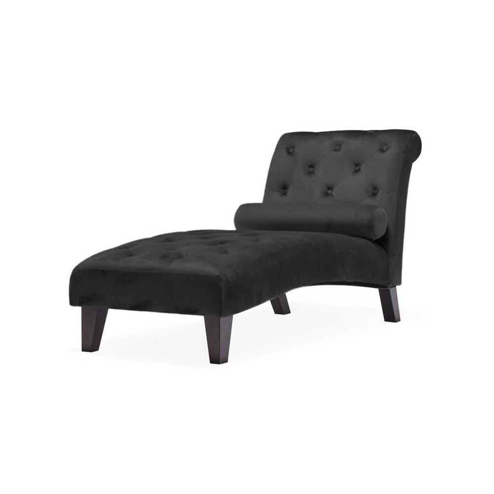 Knup Velvet Chaise Launger in Black Colour