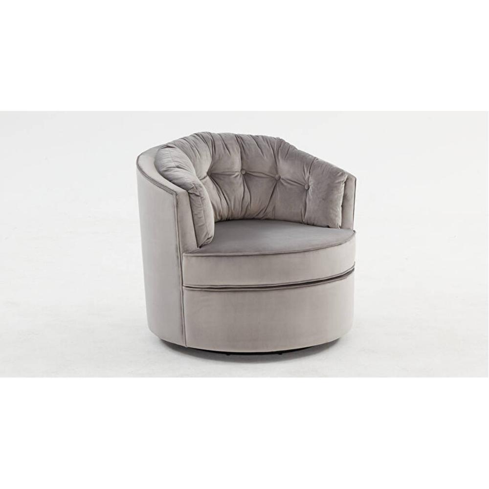 Marius Swivel Solid Wood Round Chair in Grey Colour